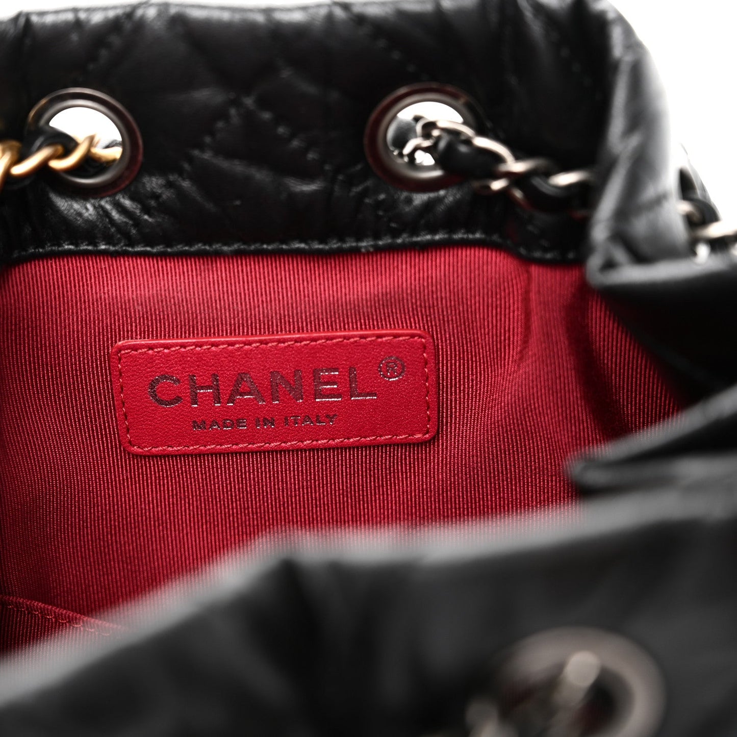 Aged Calfskin Chevron Quilted Small Gabrielle Backpack Black