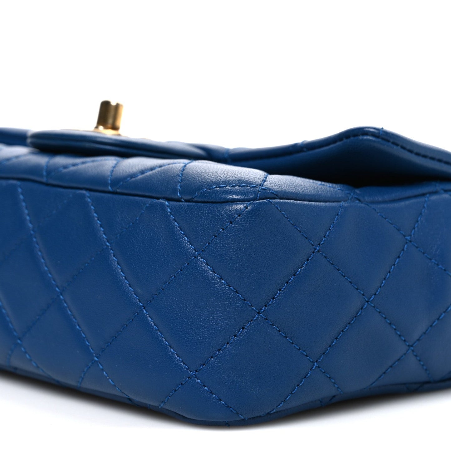 Lambskin Quilted Pearl Crush Mini Rectangular Flap Blue