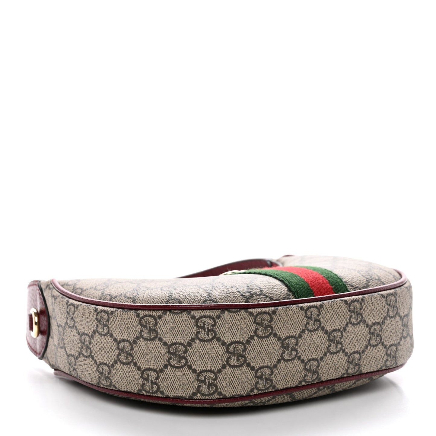 GG Supreme Monogram Textured Dollar Calfskin Small Ophidia Shoulder Bag Beige Bordeaux