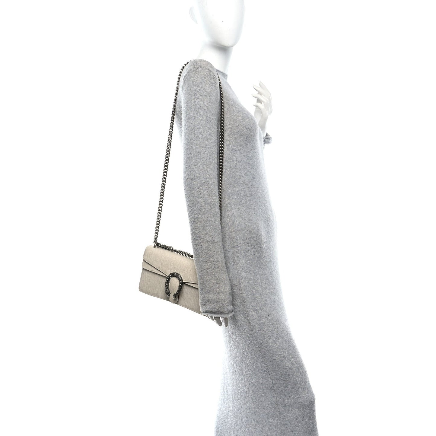 Dollar Calfskin Crystal Small Dionysus Shoulder Bag Mystic White