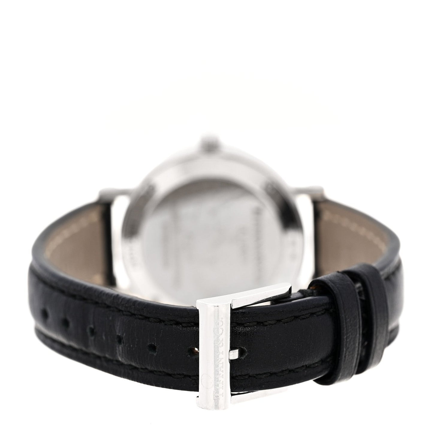 Sterling Silver Calfskin 29mm Atlas Quartz Watch Black