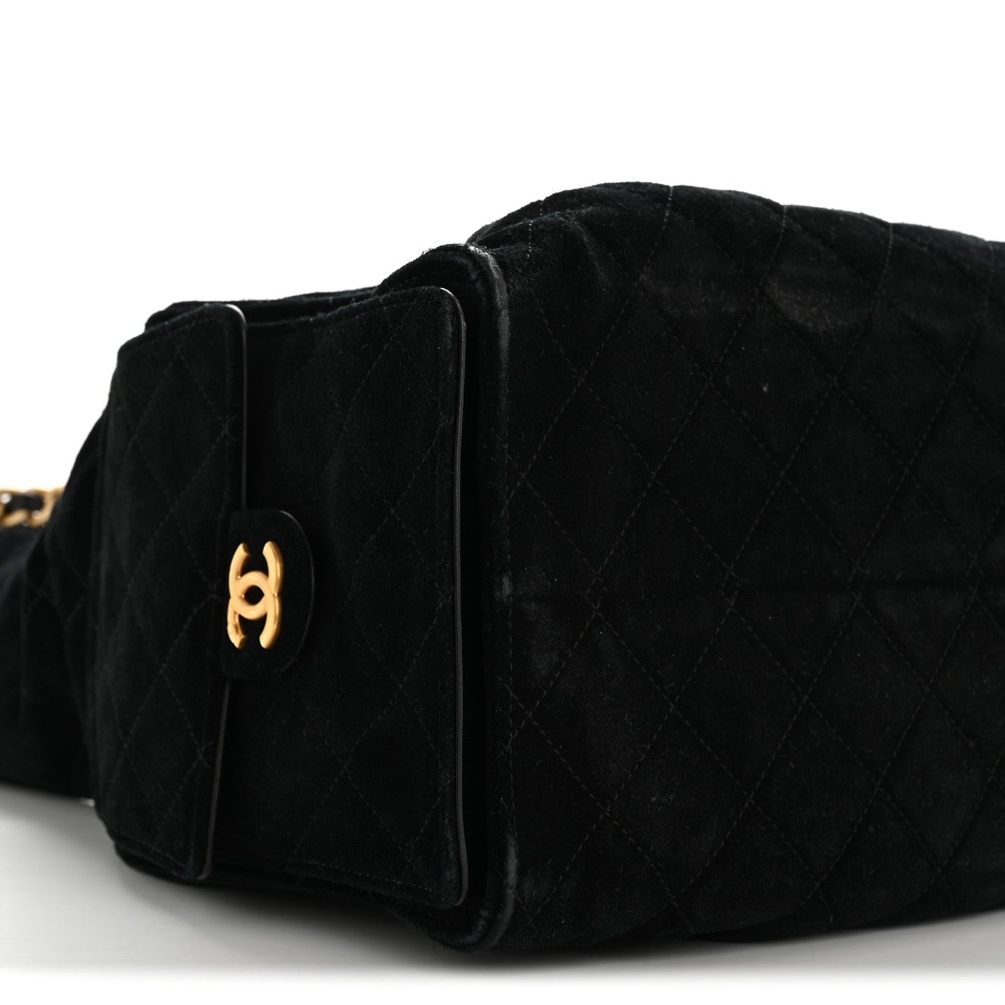 Suede Quilted Medium Chanel 25 Handbag Black