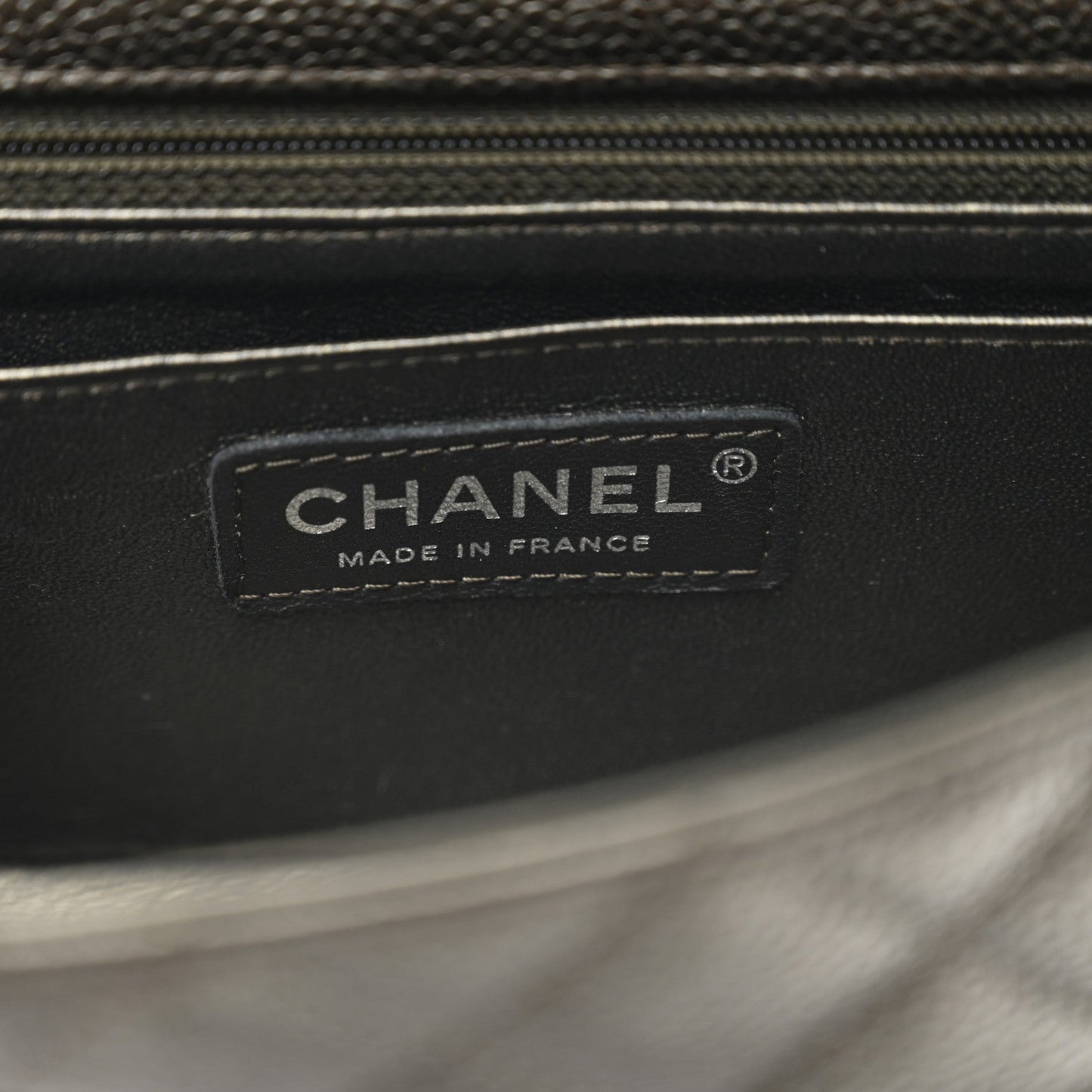 Metallic Caviar Quilted Mini Rectangular Flap Dark Grey