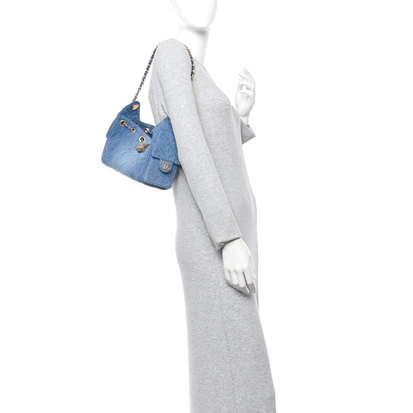 Washed Denim Quilted Mini Chanel 25 Handbag Blue