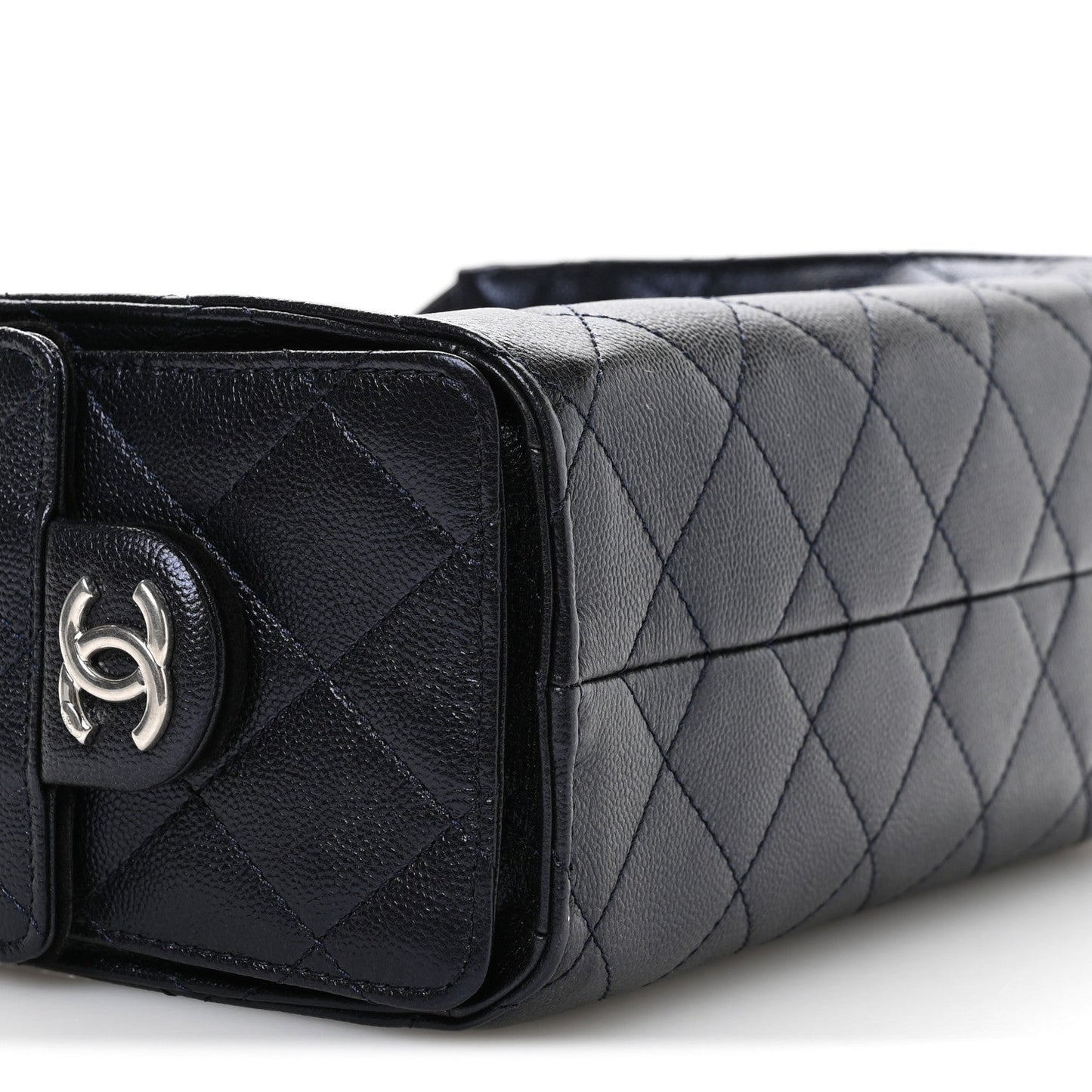 Metallic Caviar Quilted Mini Chanel 25 Handbag Dark Blue