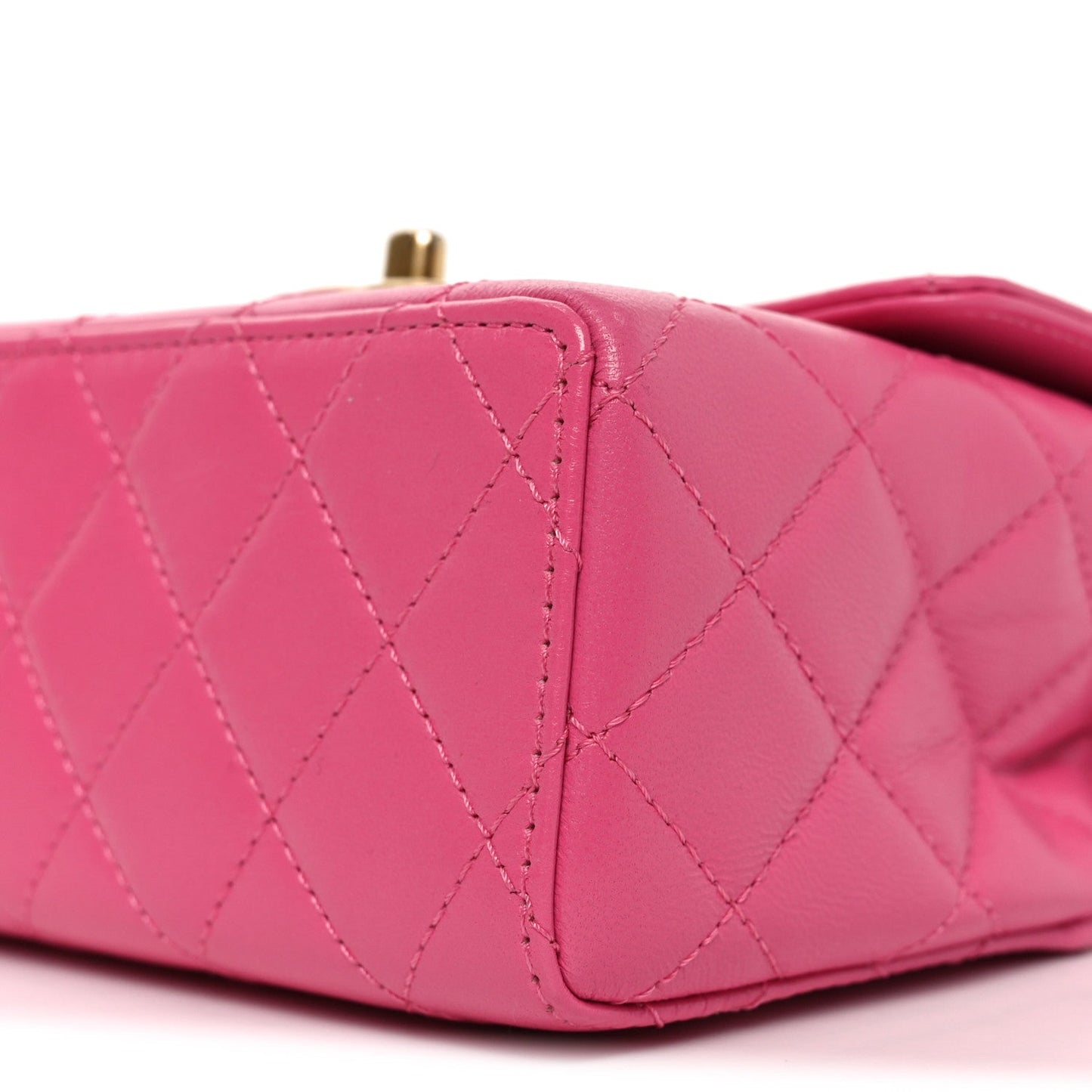 Goatskin Quilted Mini Square Flap Pink