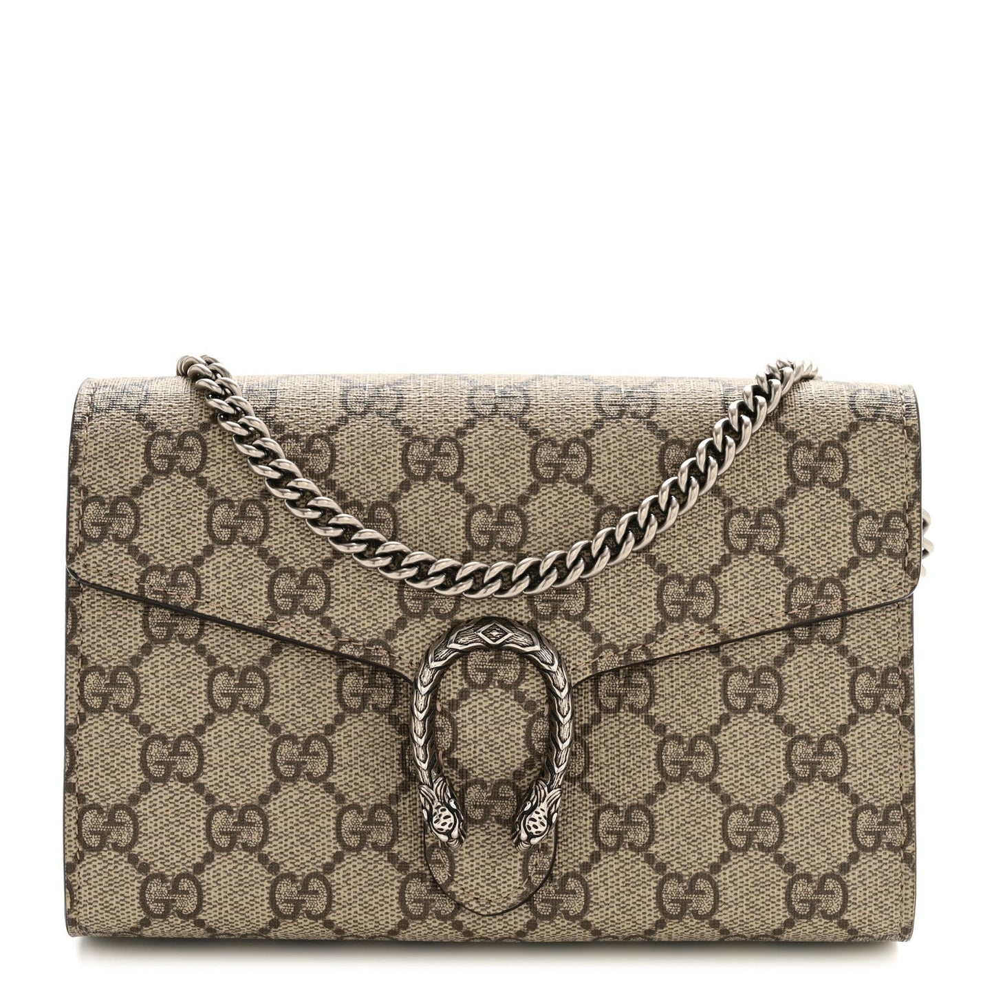 GG Supreme Monogram Mini Dionysus Chain Wallet Beige Taupe