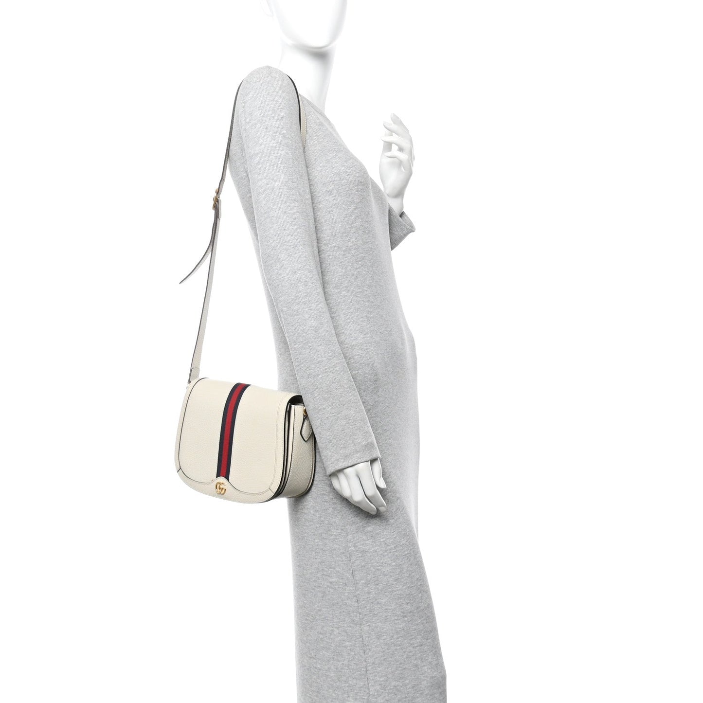 Textured Calfskin Small Ophidia Flap Messenger Bag Mystic White