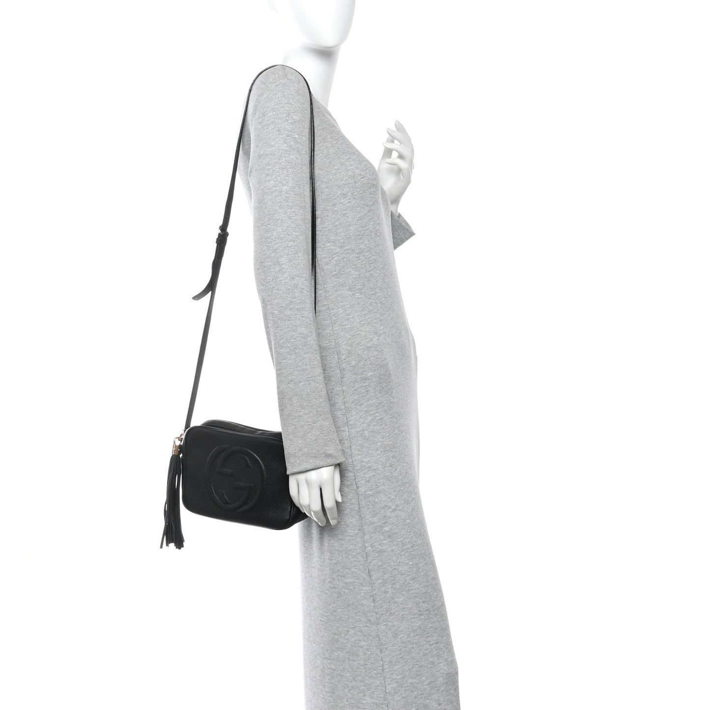 Pebbled Calfskin Small Soho Disco Bag Black