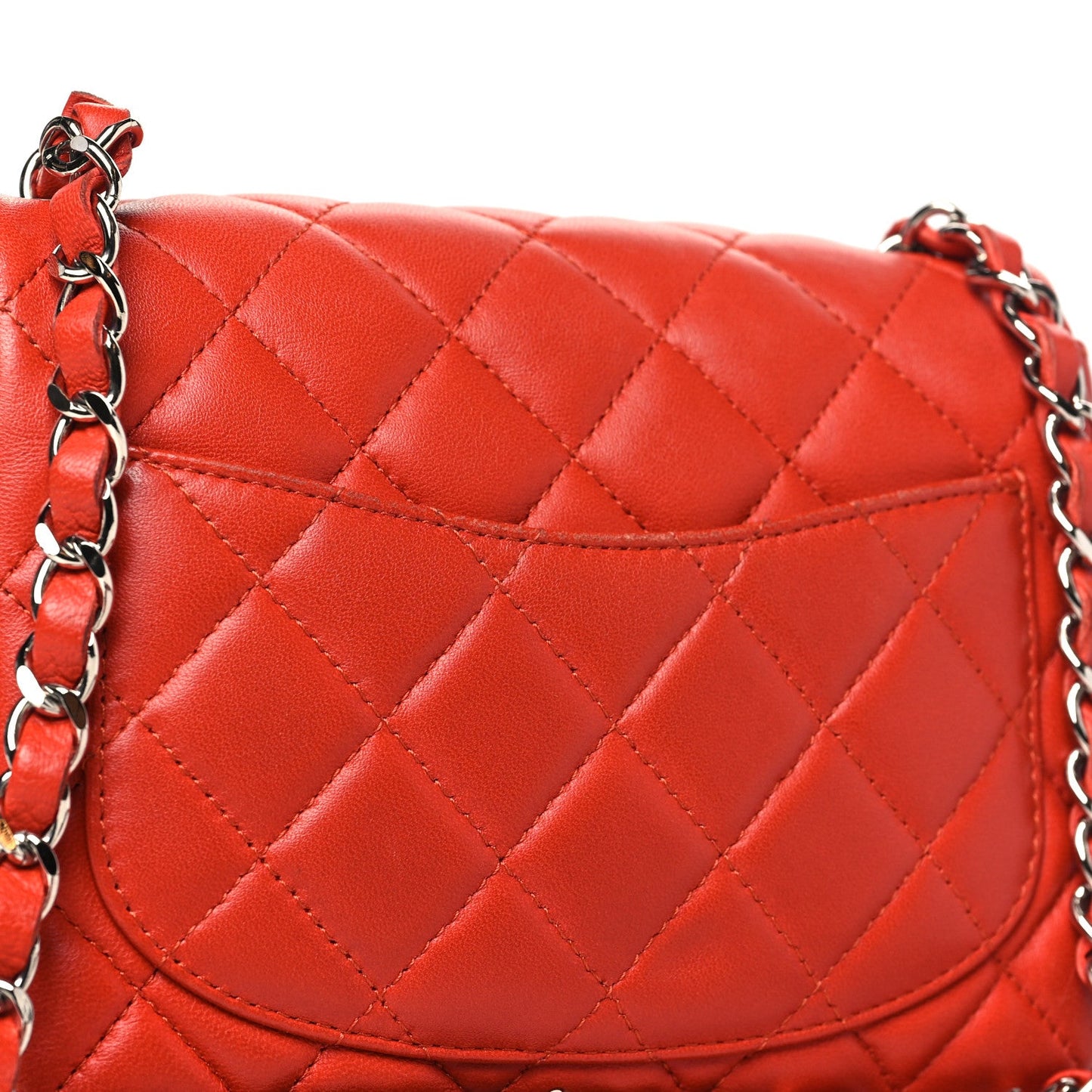 Lambskin Quilted Mini Square Flap Orange