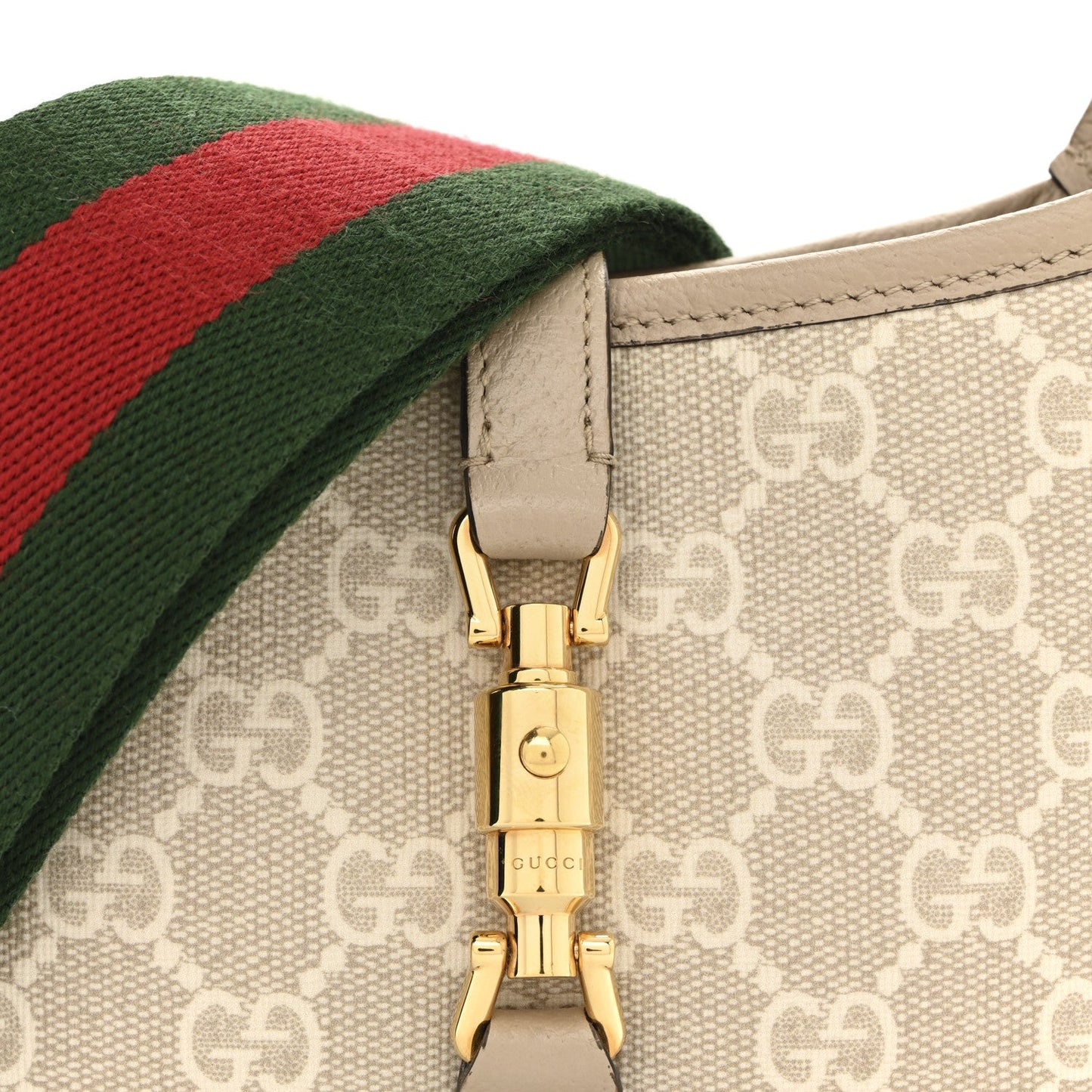 GG Supreme Monogram Textured Dollar Calfskin Mini Jackie 1961 Hobo Beige Mystic White Oatmeal