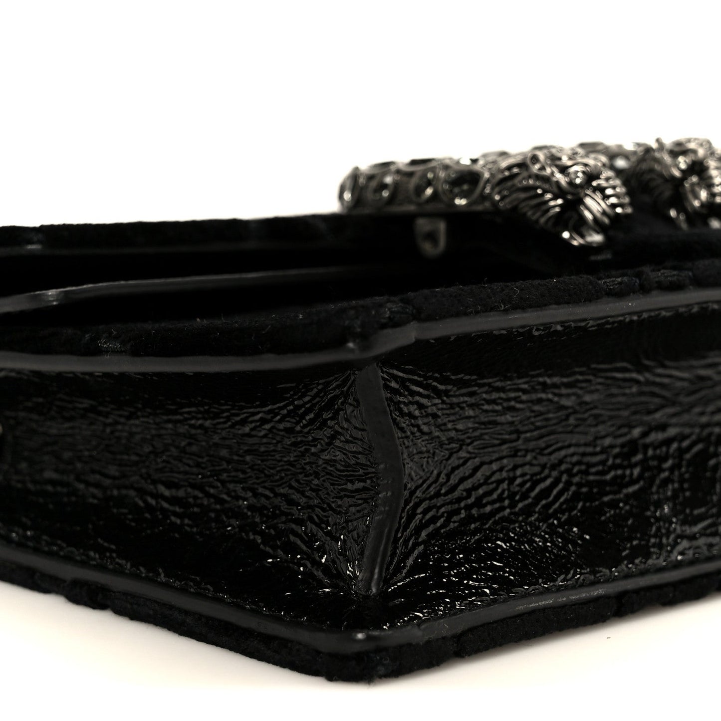 Velvet Skipper Crystal GG Monogram Super Mini Dionysus Shoulder Bag Black