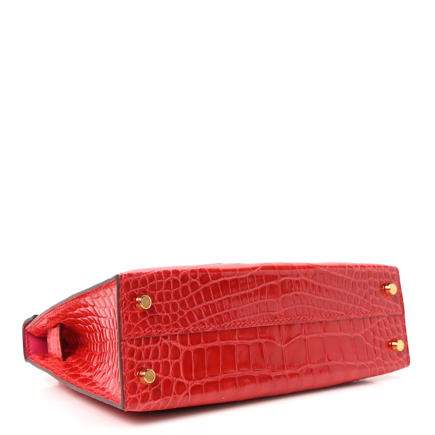 Shiny Alligator Horseshoe Mini Kelly Sellier 20 Rouge de Coeur Rose Mexico