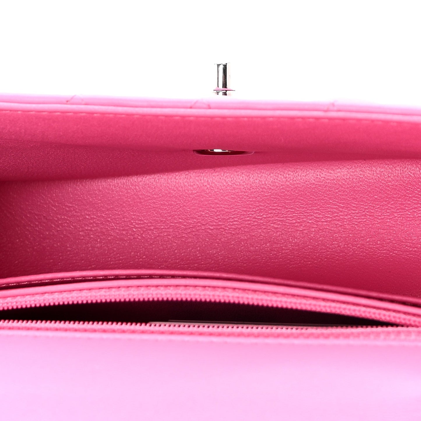 Lambskin Quilted Mini Rectangular Flap Neon Pink