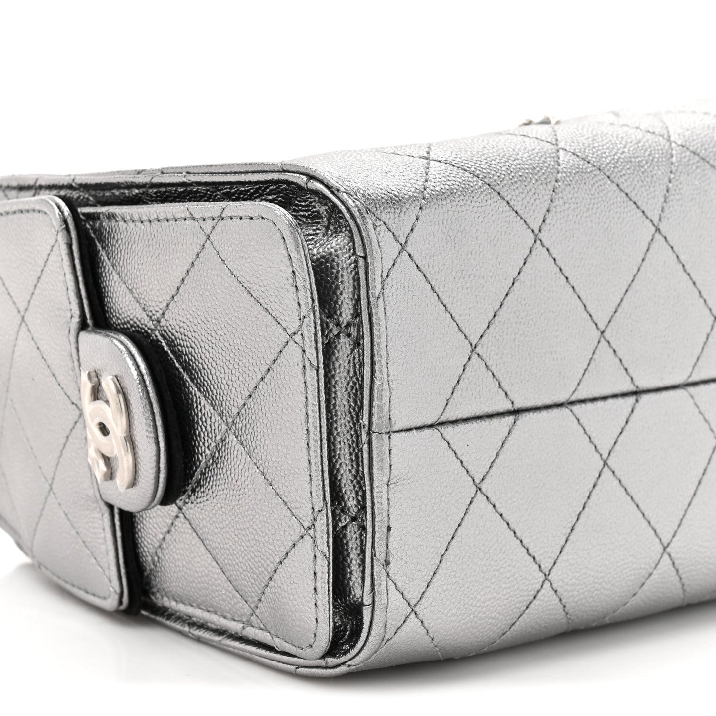 Metallic Caviar Quilted Mini Chanel 25 Handbag Anthracite