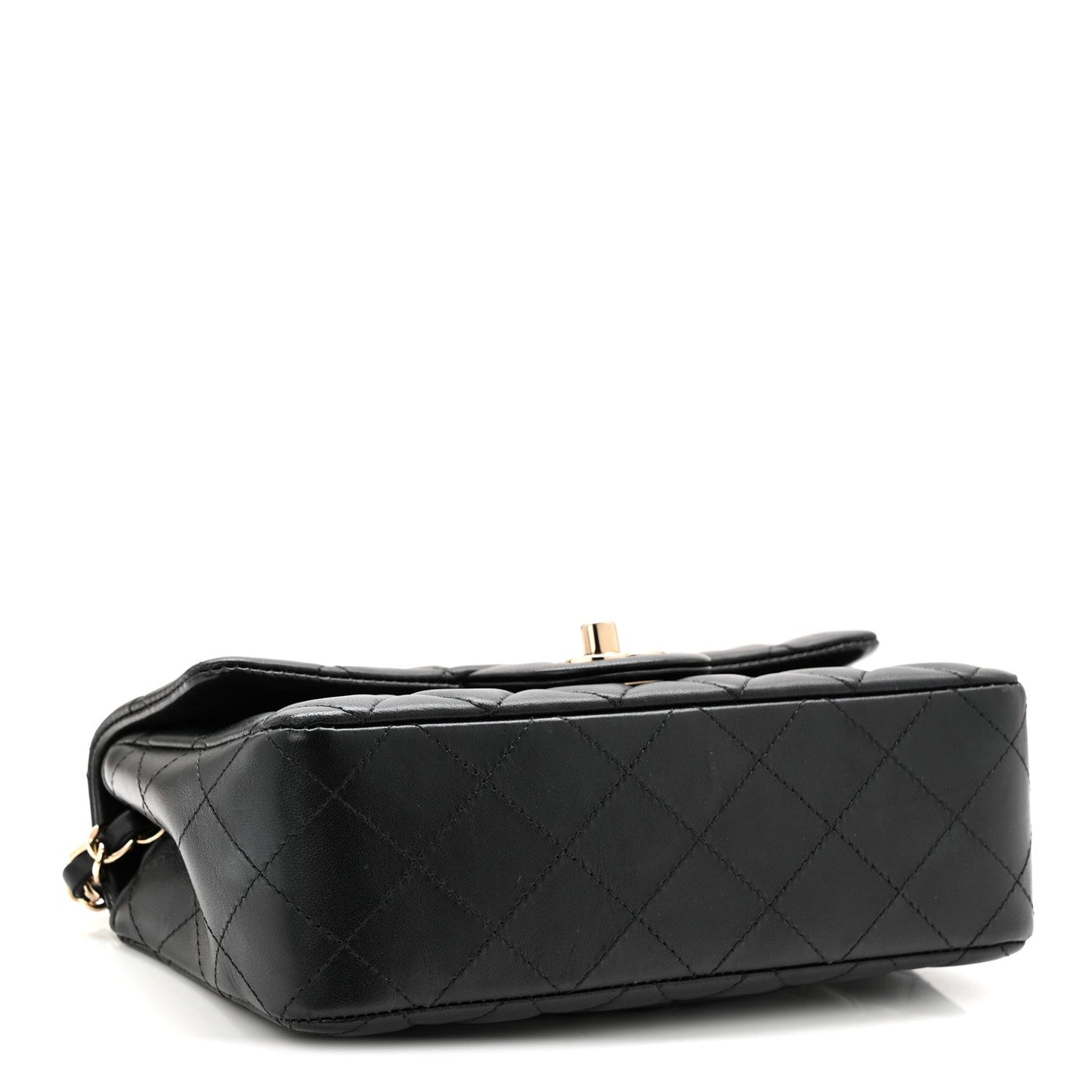 Lambskin Quilted Mini Rectangular Flap Black