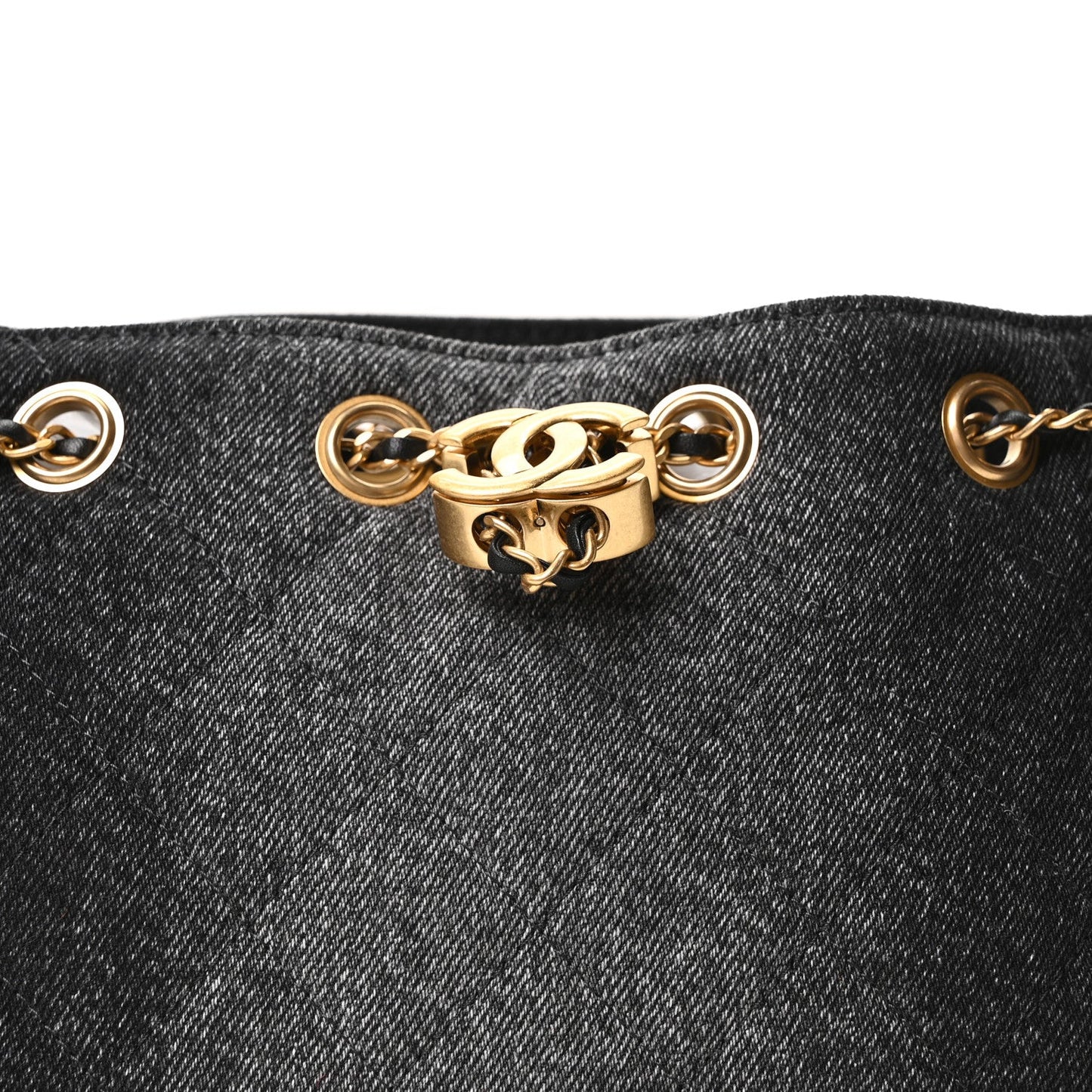 Washed Denim Quilted Mini Chanel 25 Handbag Black