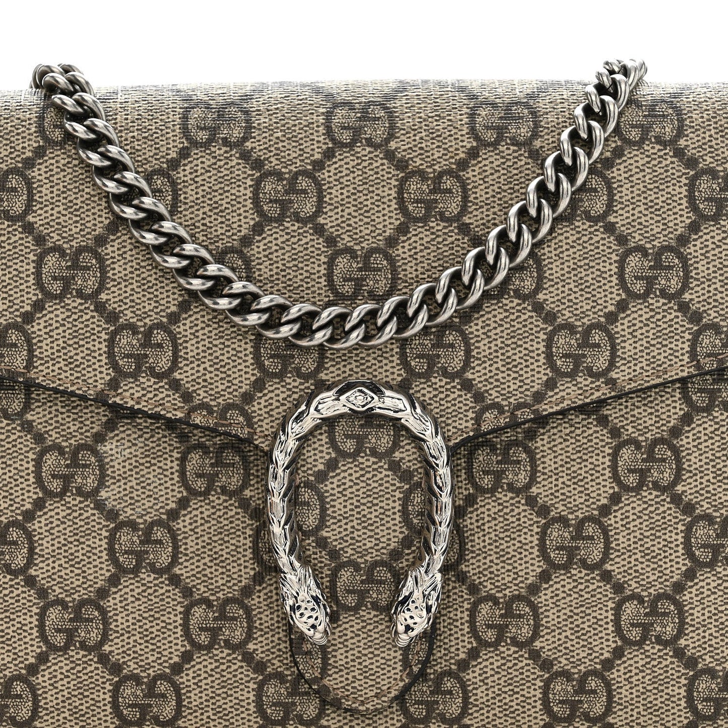 GG Supreme Monogram Mini Dionysus Chain Wallet Beige Taupe