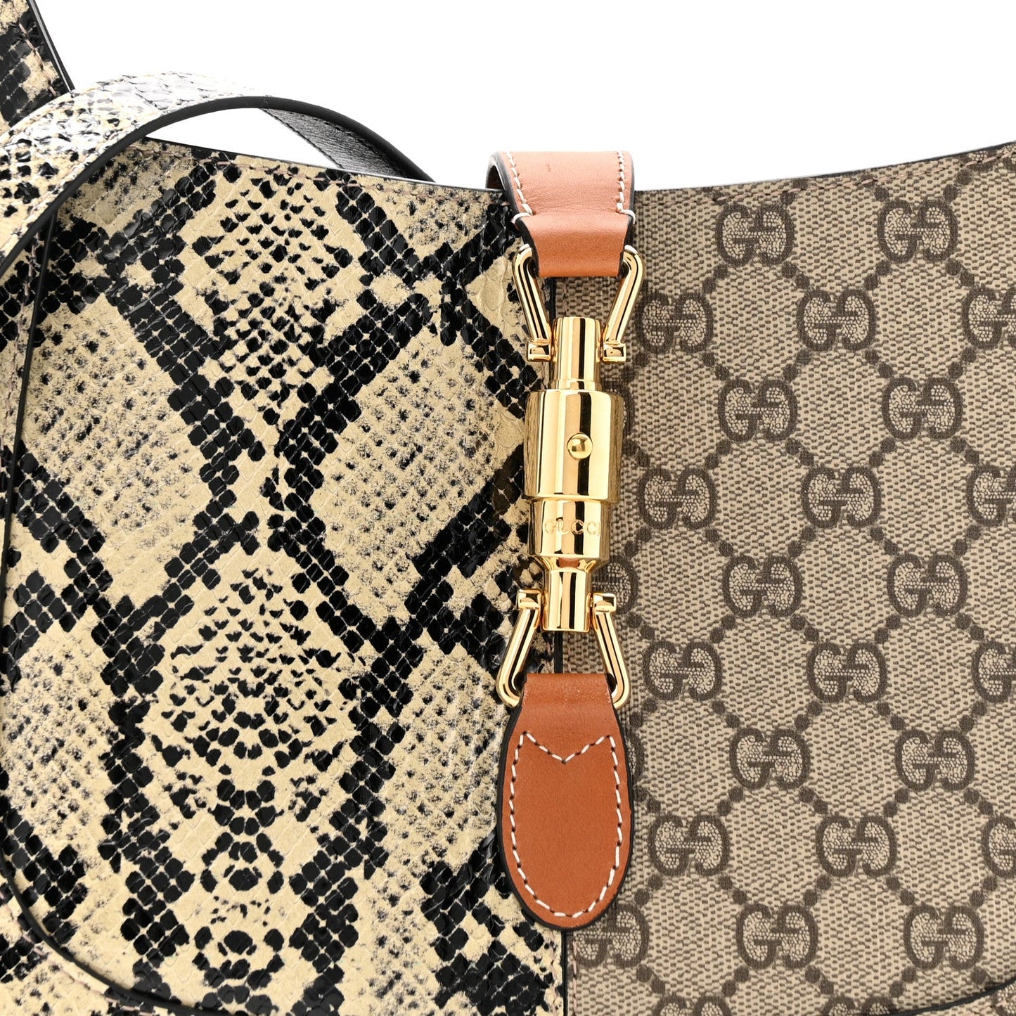 GG Supreme Monogram Snakeskin Small Jackie 1961 Hobo Beige Ebony