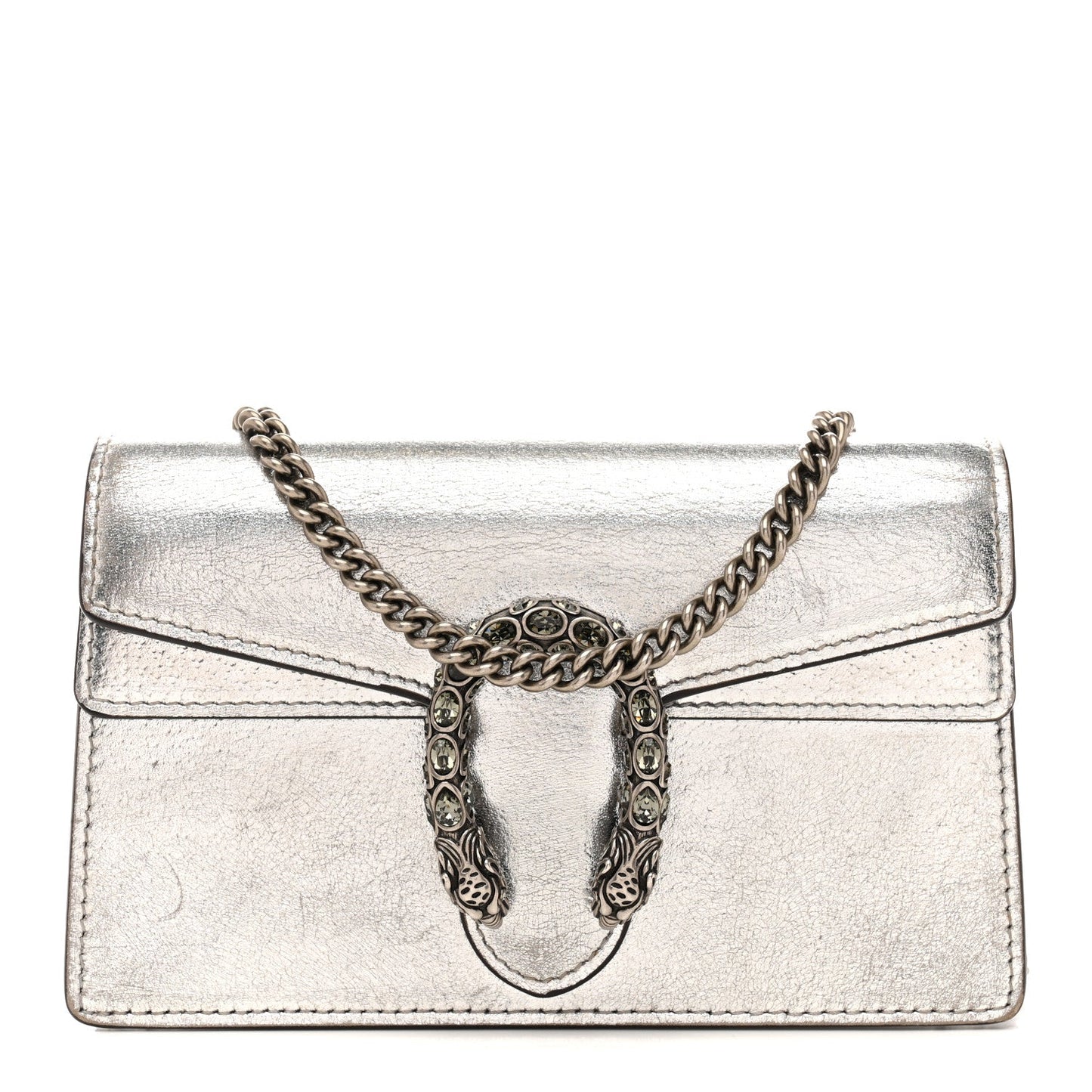Metallic Calfskin Super Mini Dionysus Shoulder Bag Silver