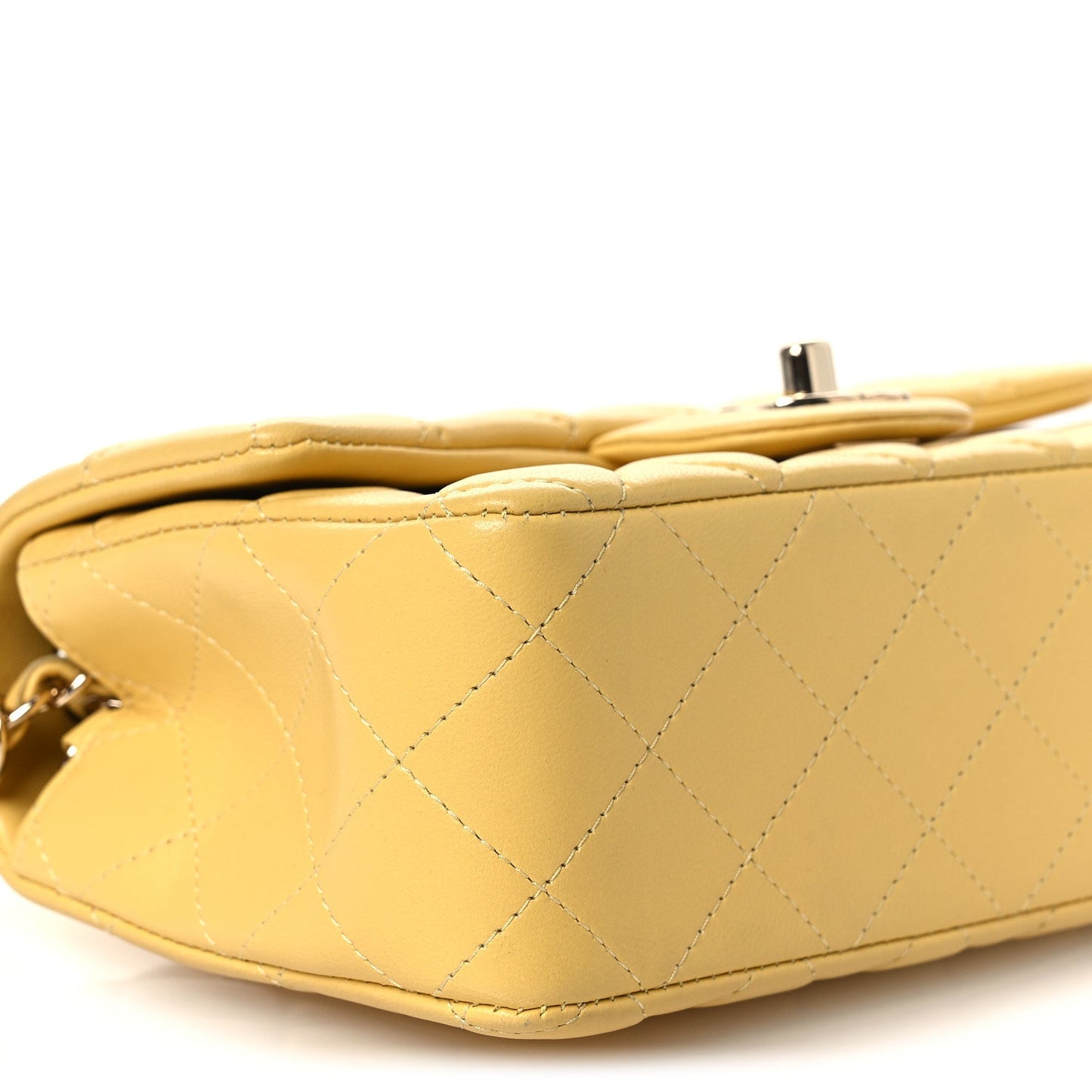Lambskin Quilted Mini Rectangular Flap Yellow