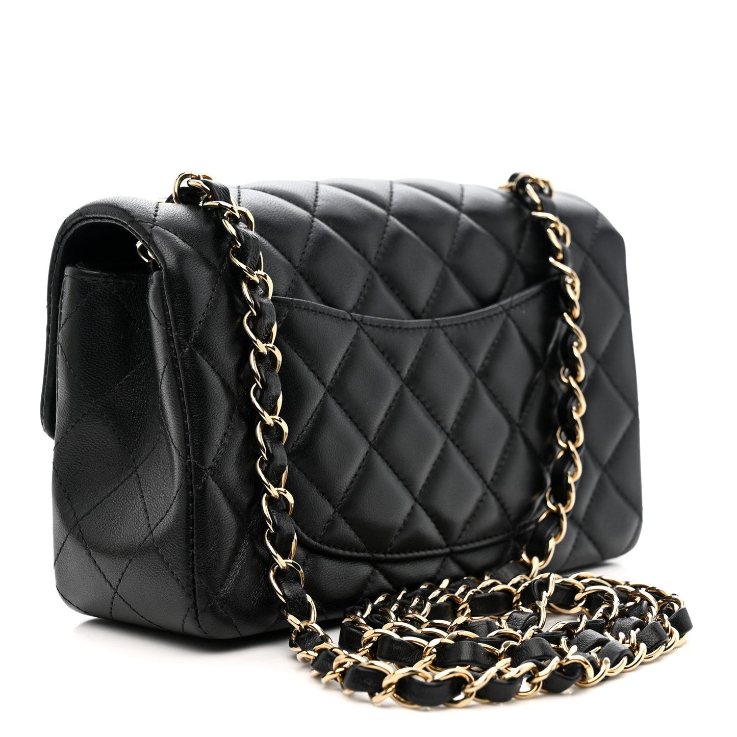 Lambskin Quilted Mini Rectangular Flap Black