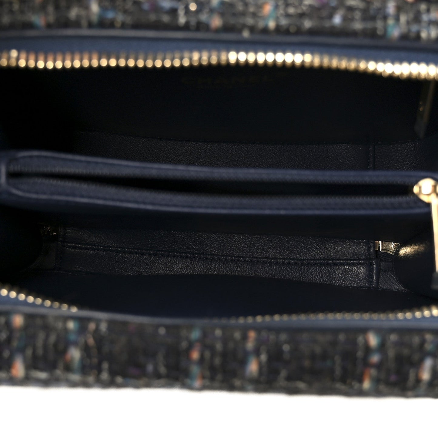 Tweed Snakeskin Quilted Medium CC Filigree Vanity Case Dark Navy