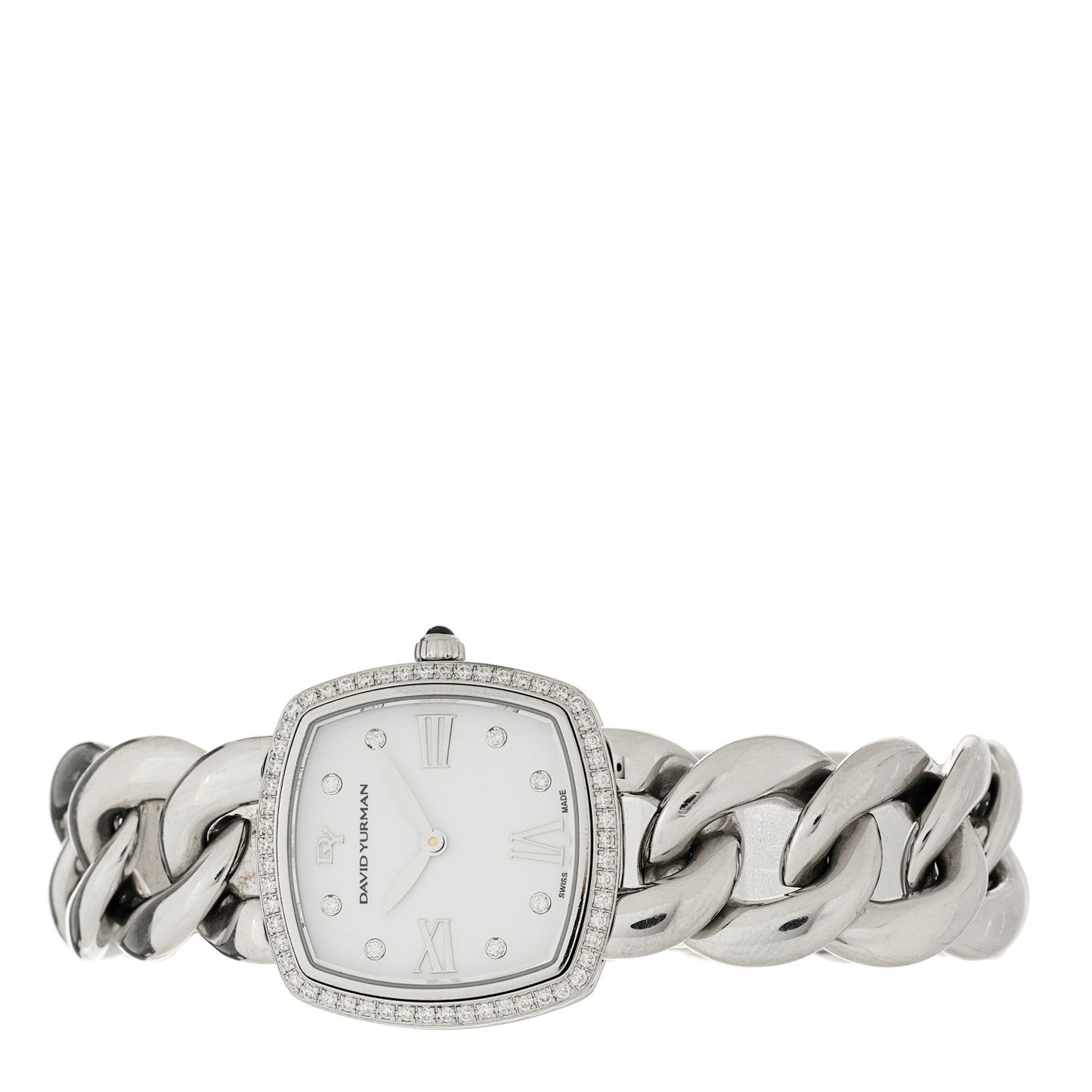 Stainless Steel Diamond Bezel 27mm Albion Quartz Watch White