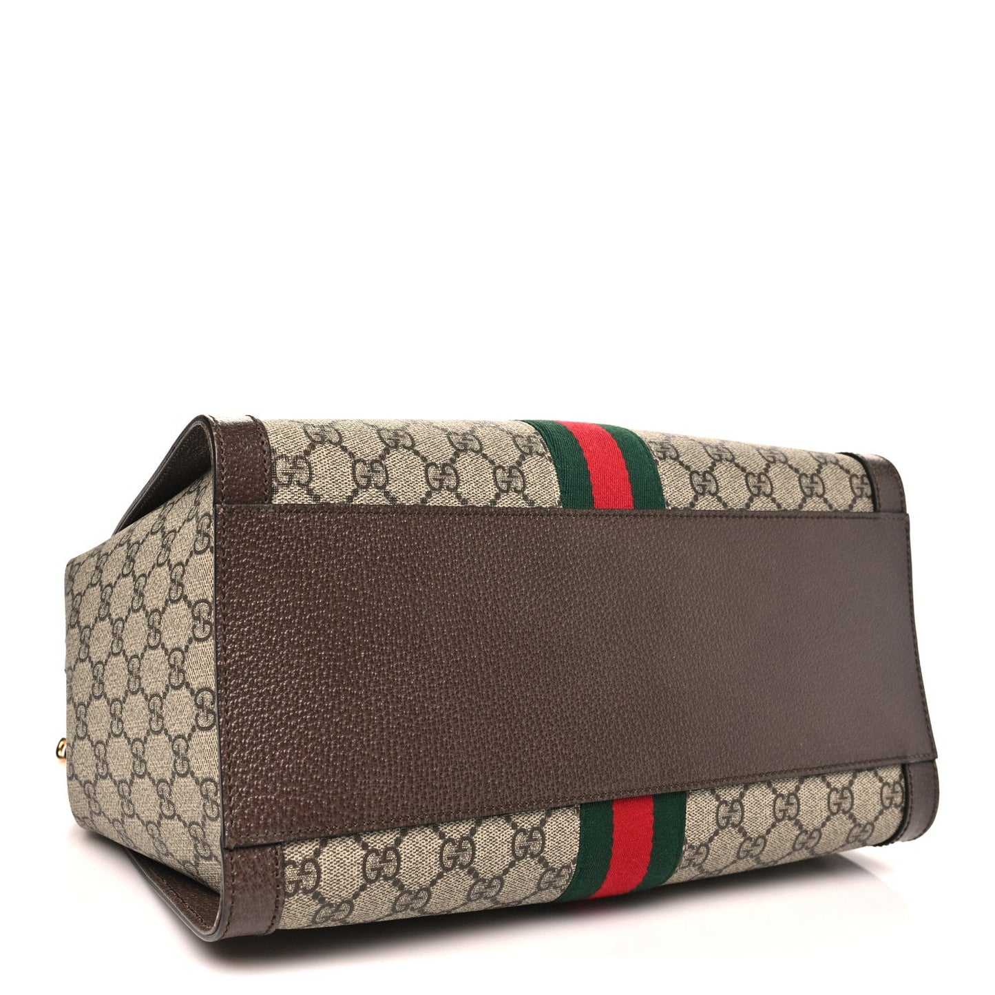 GG Supreme Monogram Web Medium Ophidia Tote Bag Brown
