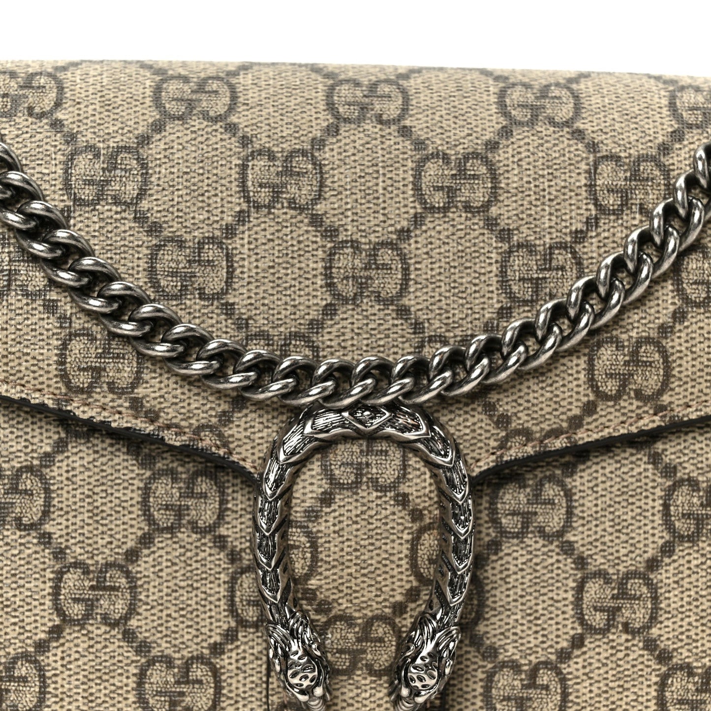GG Supreme Monogram Mini Dionysus Chain Wallet Beige Taupe