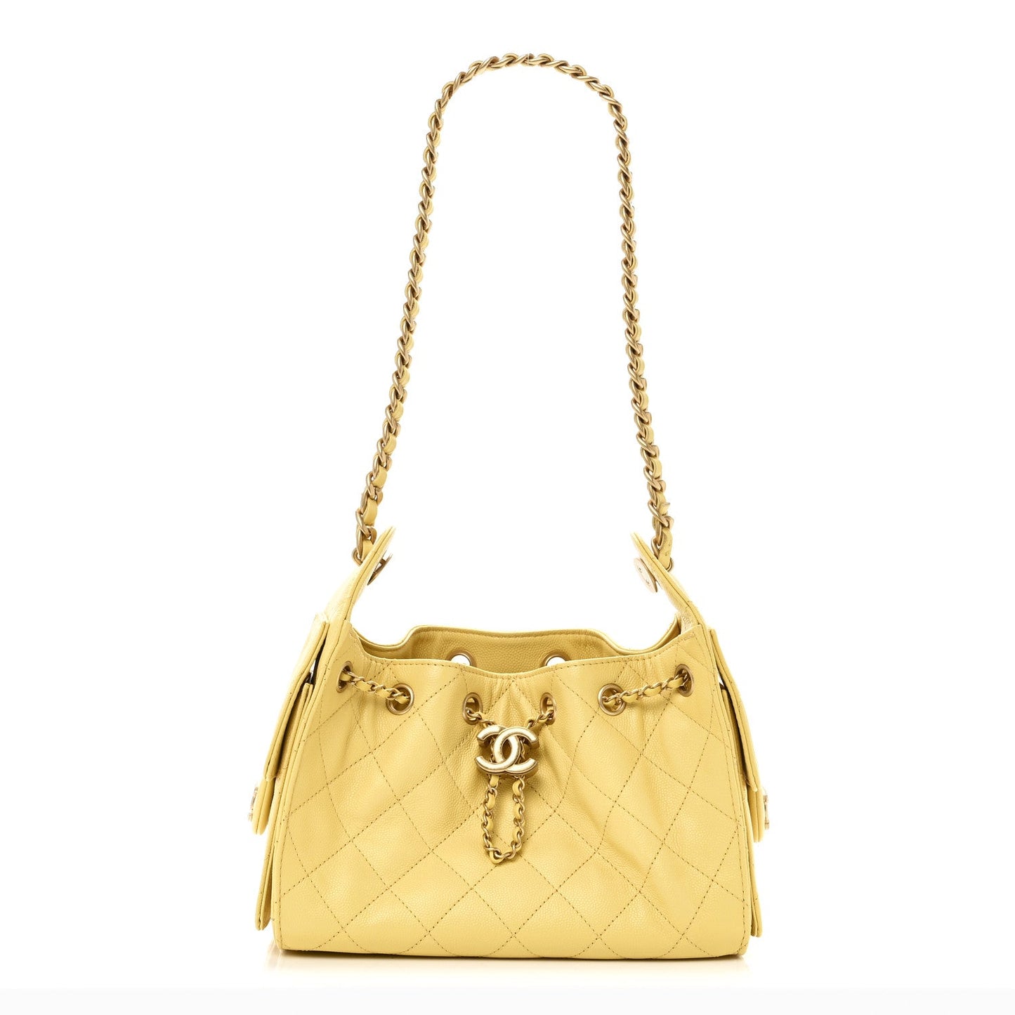 Caviar Quilted Mini Chanel 25 Handbag Yellow