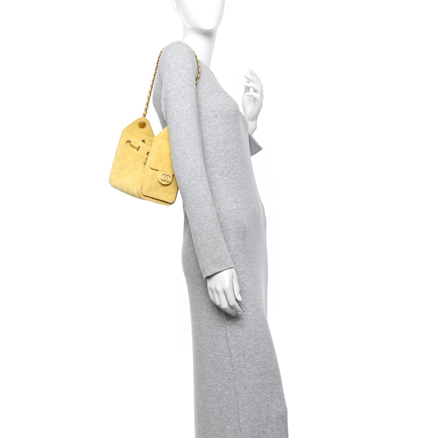 Suede Quilted Mini Chanel 25 Handbag Yellow