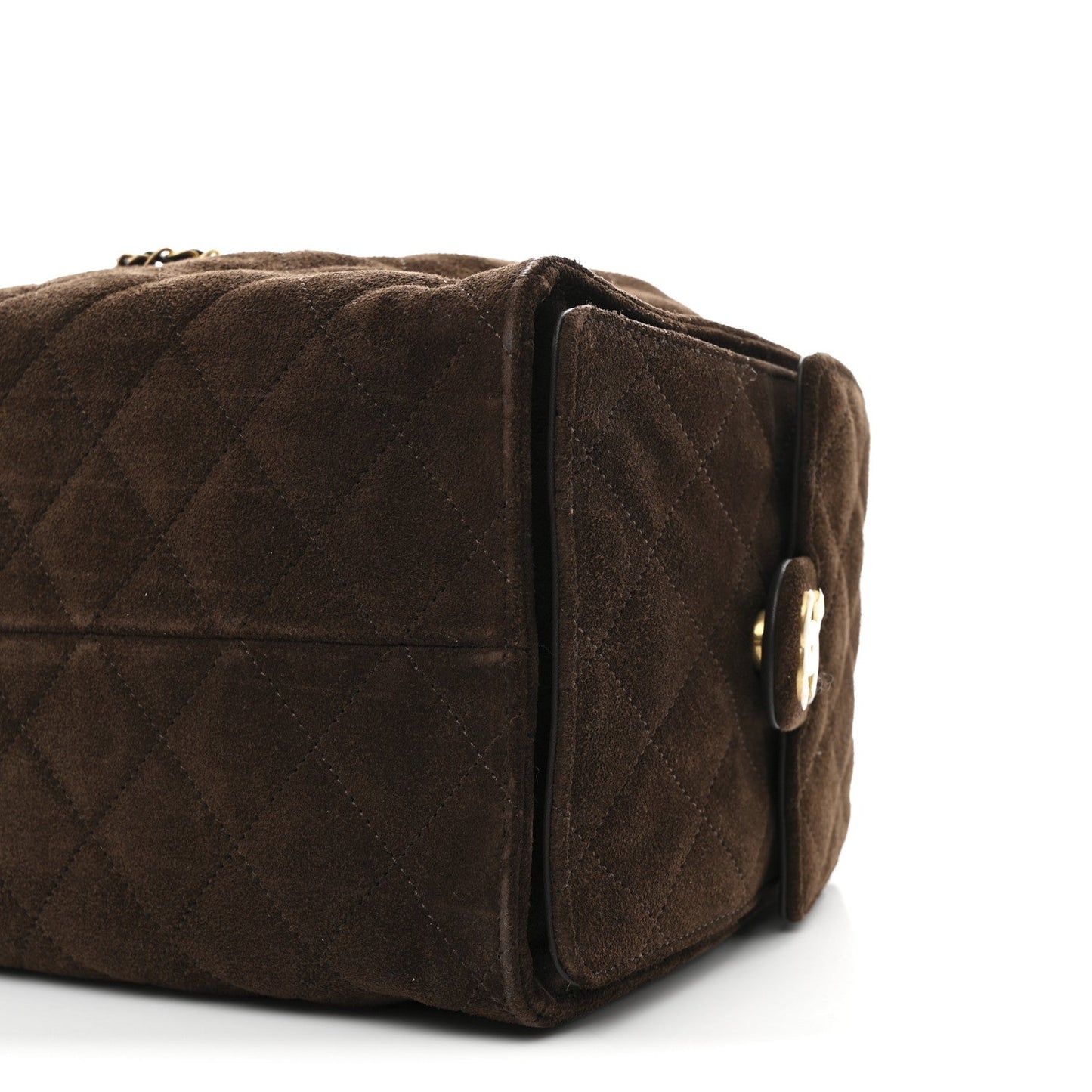 Suede Quilted Medium Chanel 25 Handbag Dark Brown