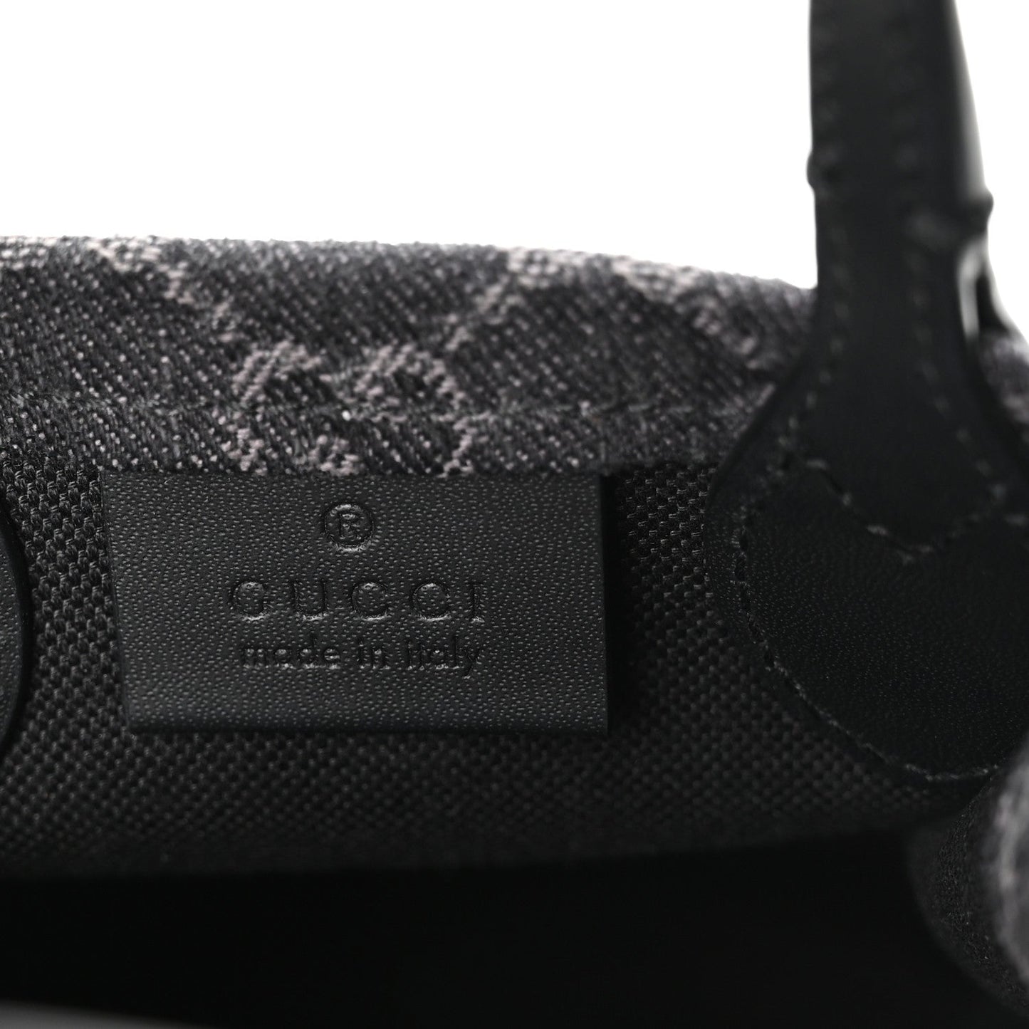 Denim GG Monogram Calfskin Mini Ophidia Tote Bag Black