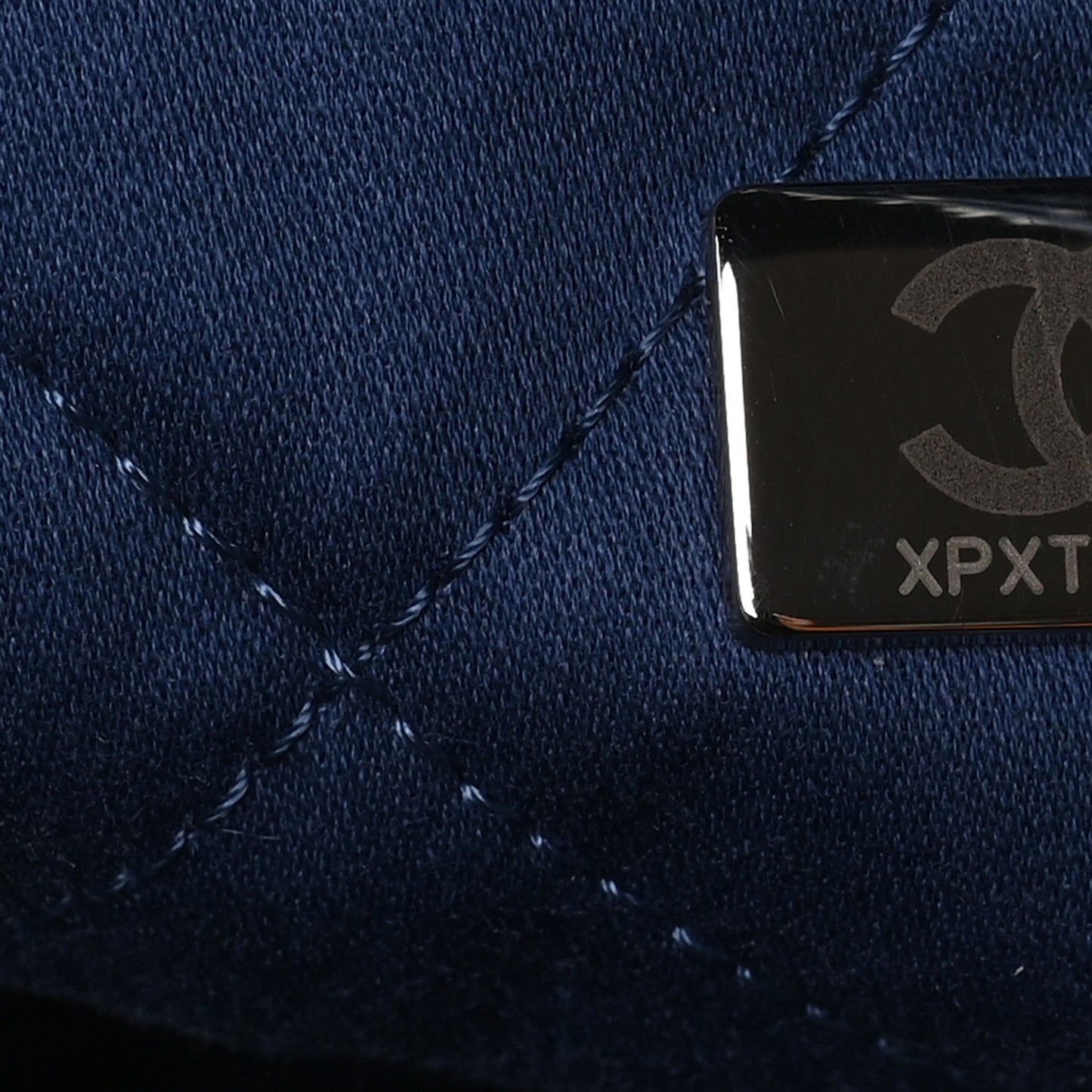 Washed Denim Logo Embroidered Mini Chanel 22 Blue