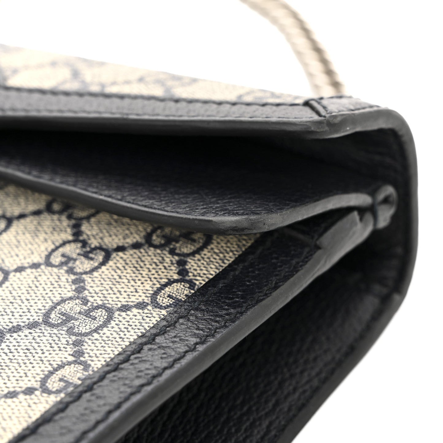 GG Supreme Monogram Textured Dollar Calfskin Small Rectangular Dionysus Shoulder Bag Beige Blue
