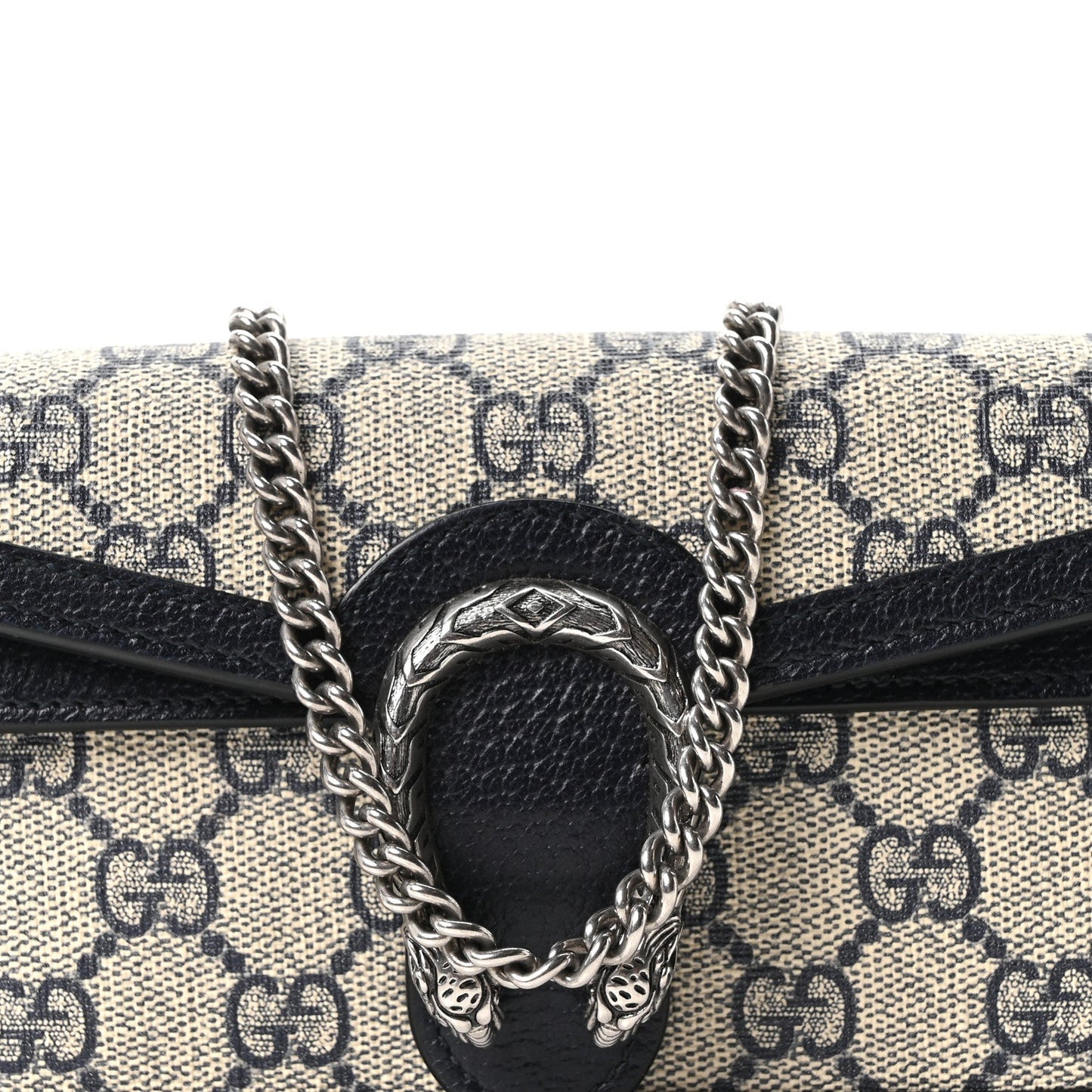GG Supreme Monogram Textured Dollar Calfskin Super Mini Dionysus Shoulder Bag Beige Blue