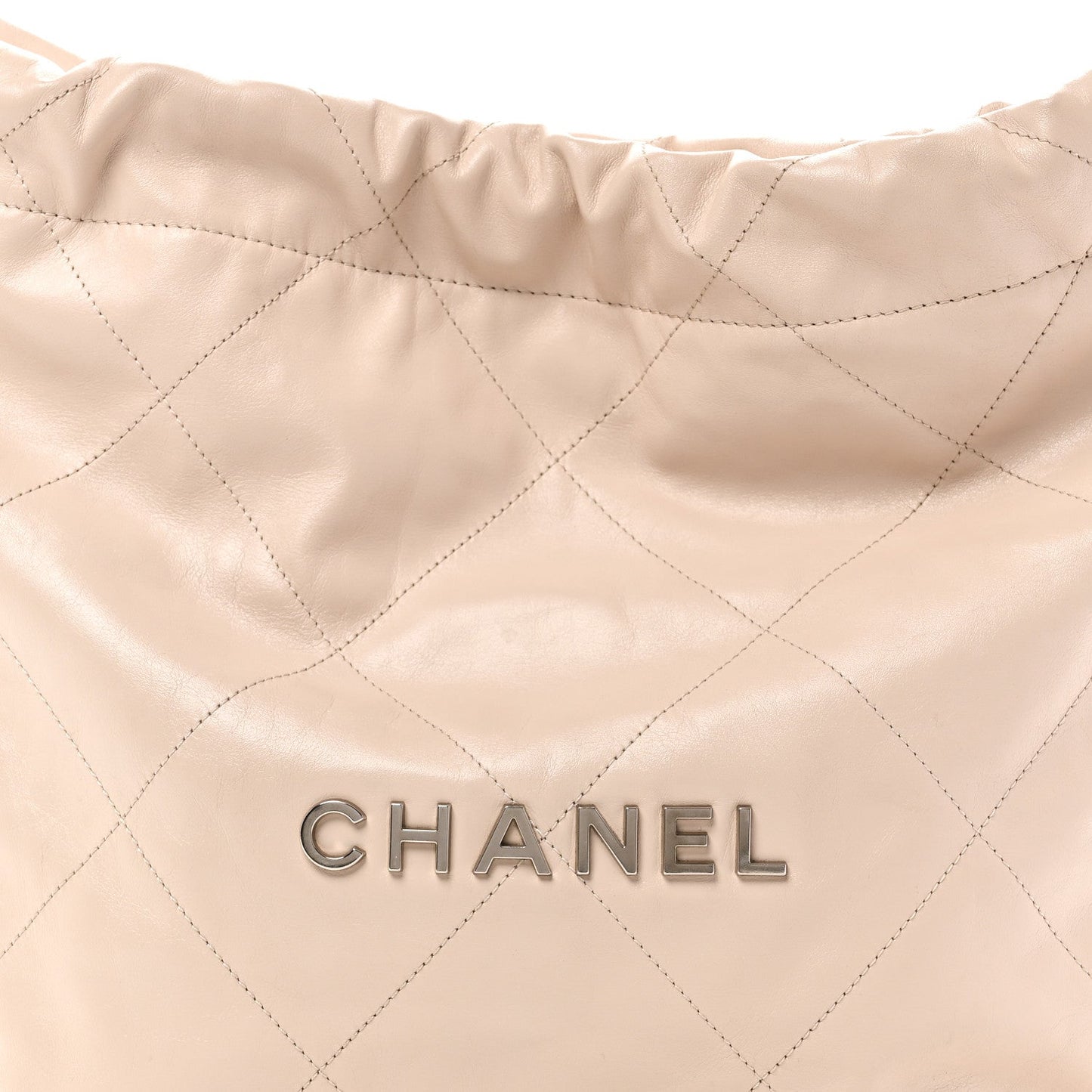 Shiny Calfskin Quilted Small Chanel 22 Ecru