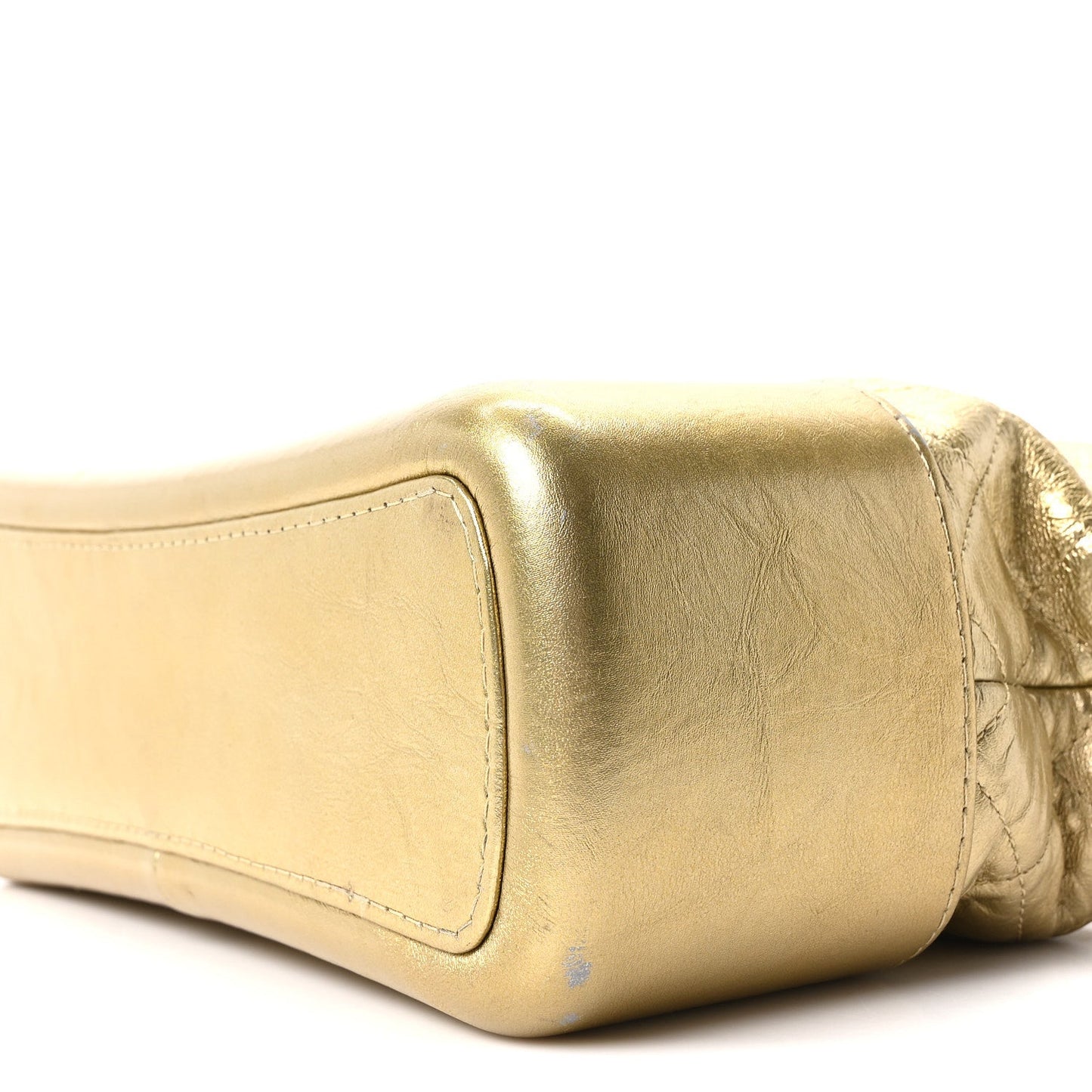 Metallic Aged Calfskin Quilted Medium Gabrielle Gold