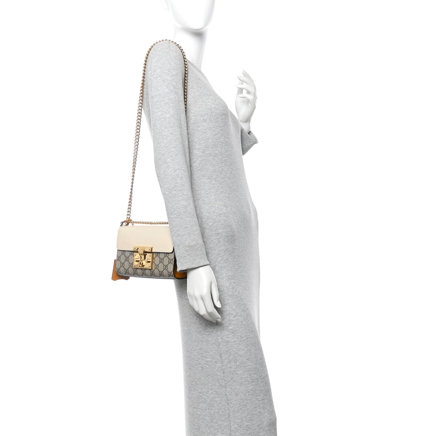 GG Supreme Monogram Calfskin Small Padlock Shoulder Bag Beige Mystic White Sun Oil
