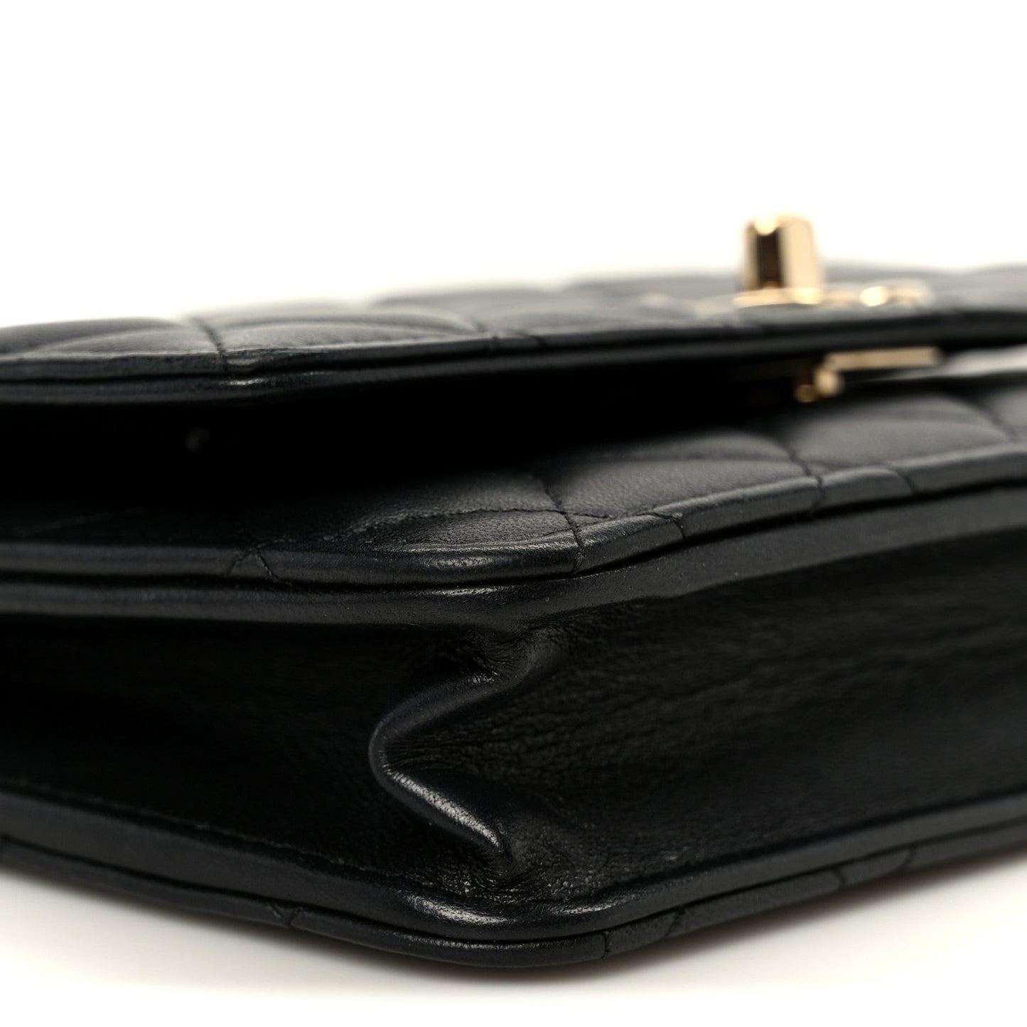 Lambskin Quilted Trendy CC Wallet On Chain WOC Black