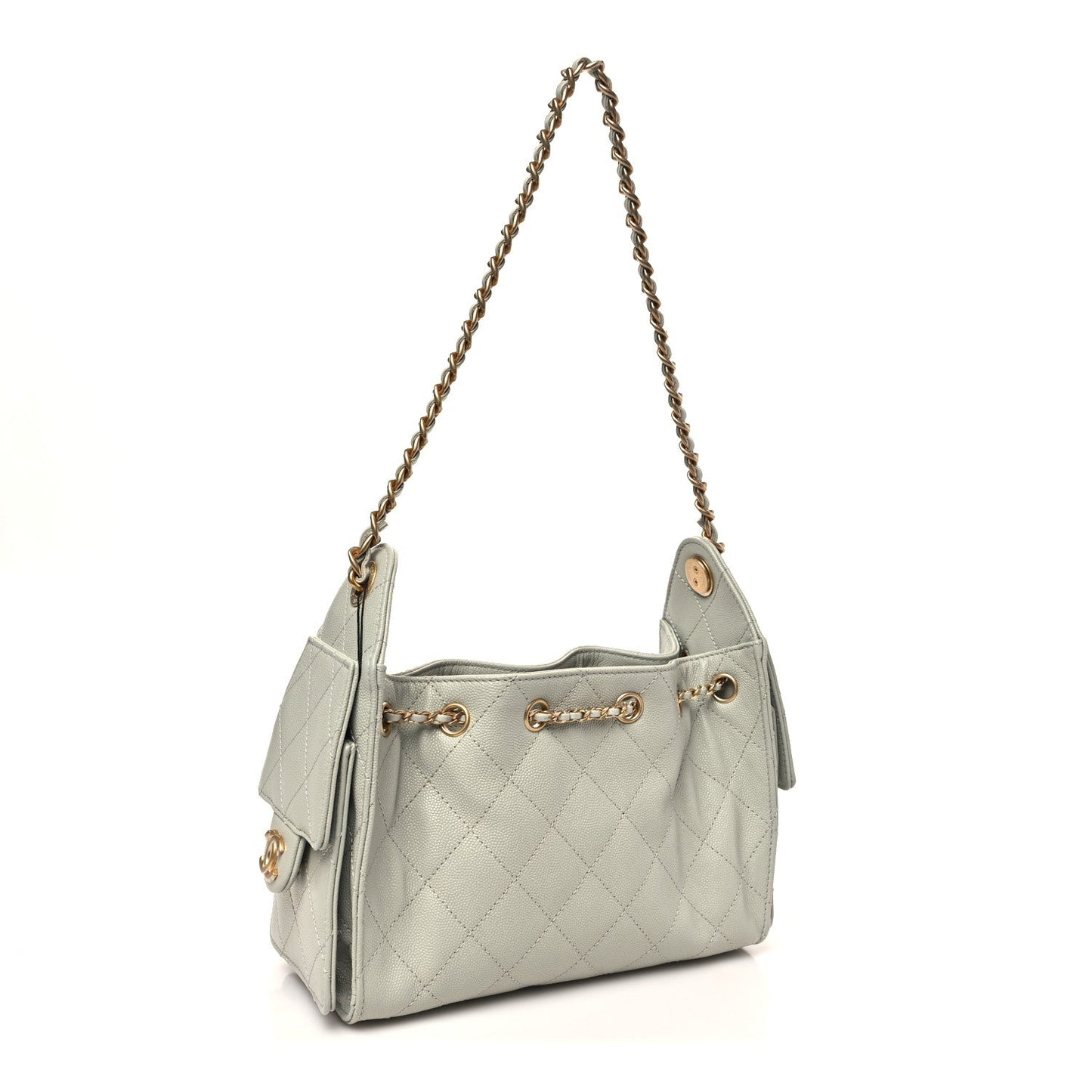 Caviar Quilted Mini Chanel 25 Handbag Light Green