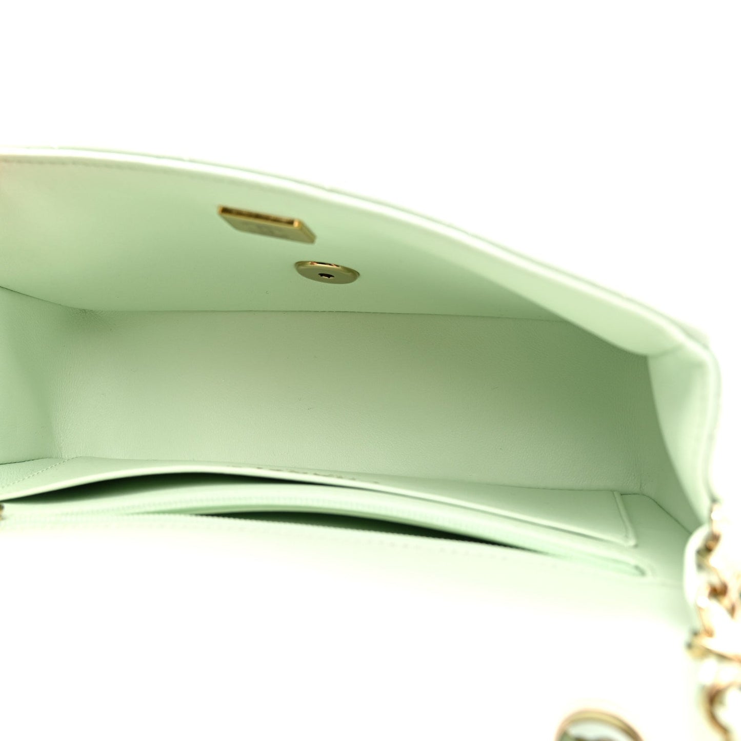 Lambskin Quilted Mini Rectangular Flap Light Green