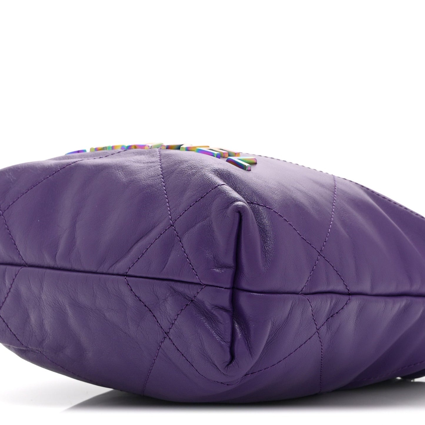 Shiny Calfskin Quilted Rainbow Mini Chanel 22 Purple