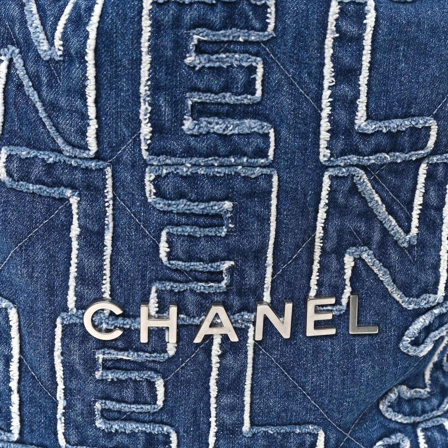 Denim Patchwork Logo Chanel 22 Blue