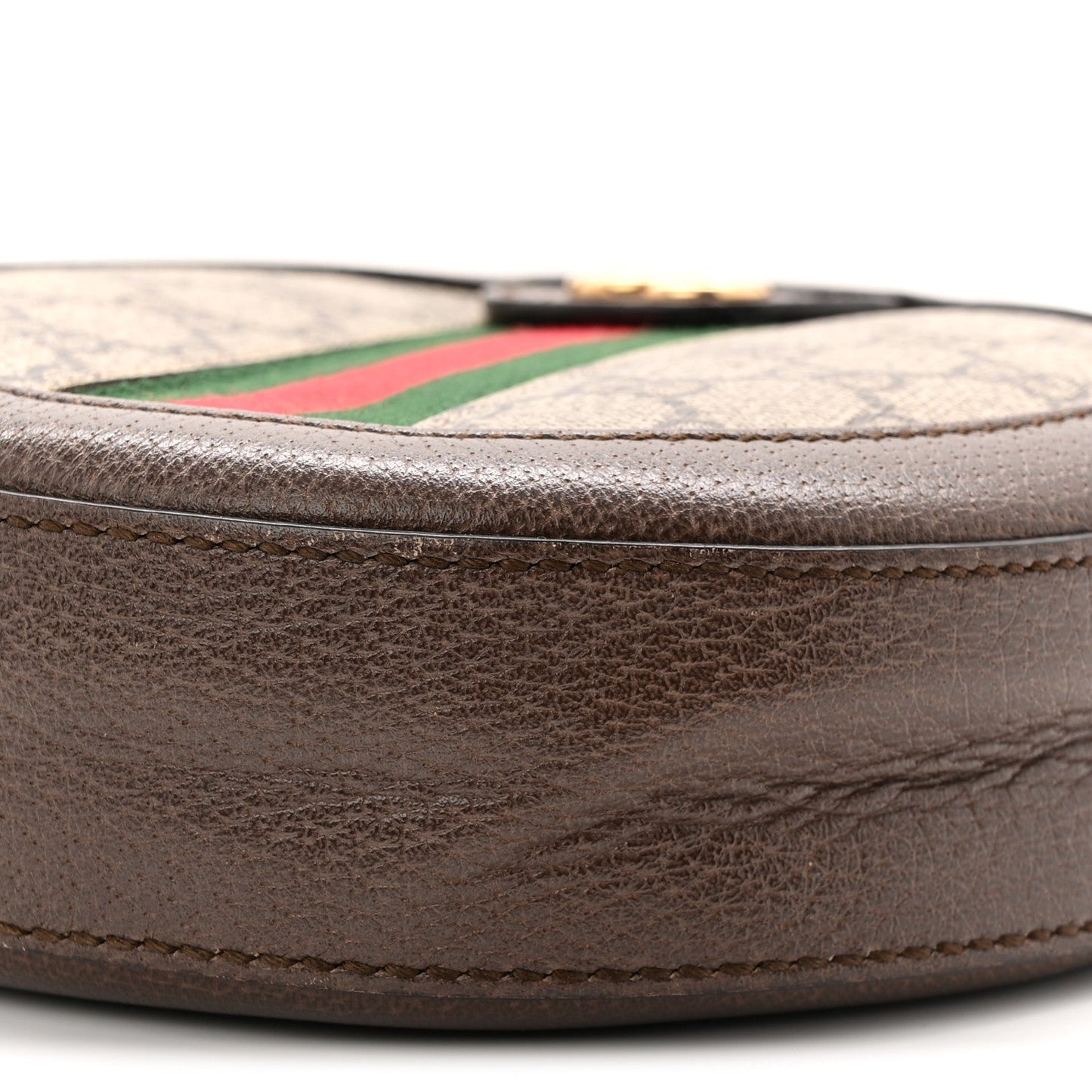 GG Supreme Monogram Web Mini Ophidia Round Shoulder Bag Brown