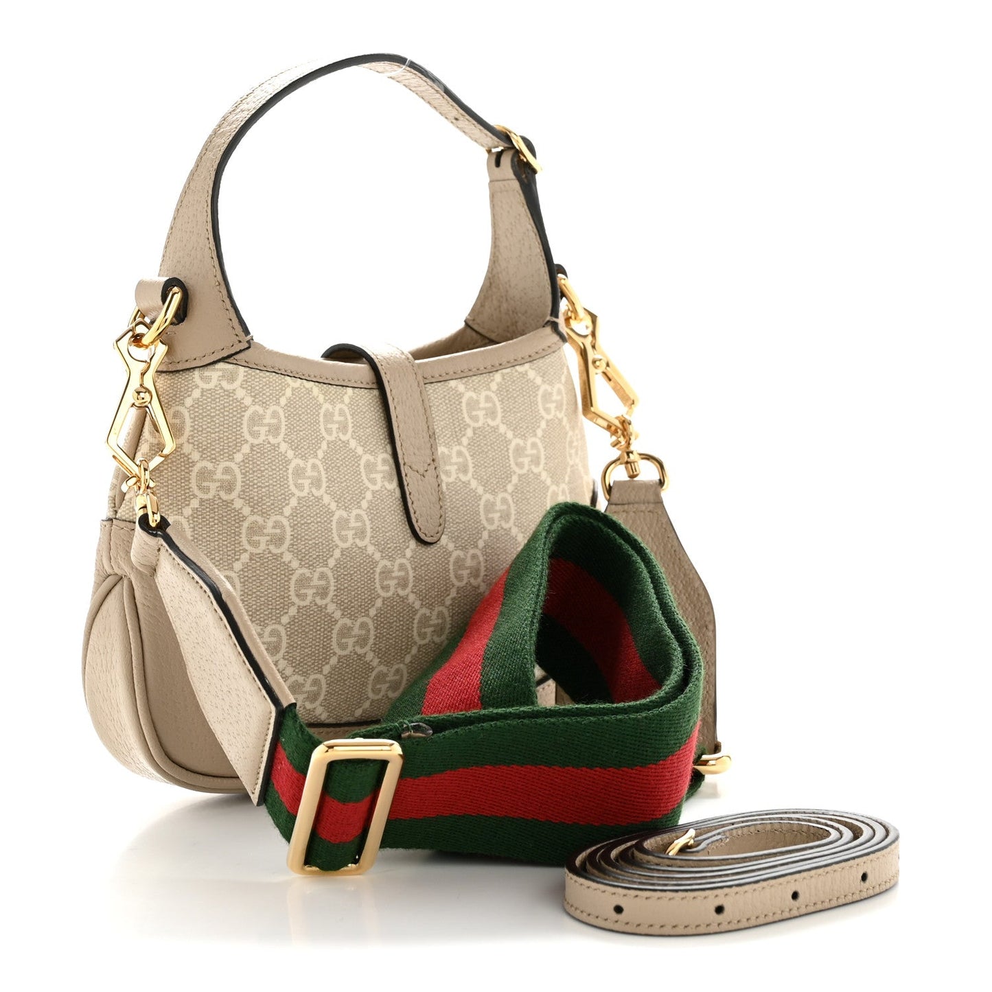 GG Supreme Monogram Textured Dollar Calfskin Mini Jackie 1961 Hobo Beige Mystic White Oatmeal