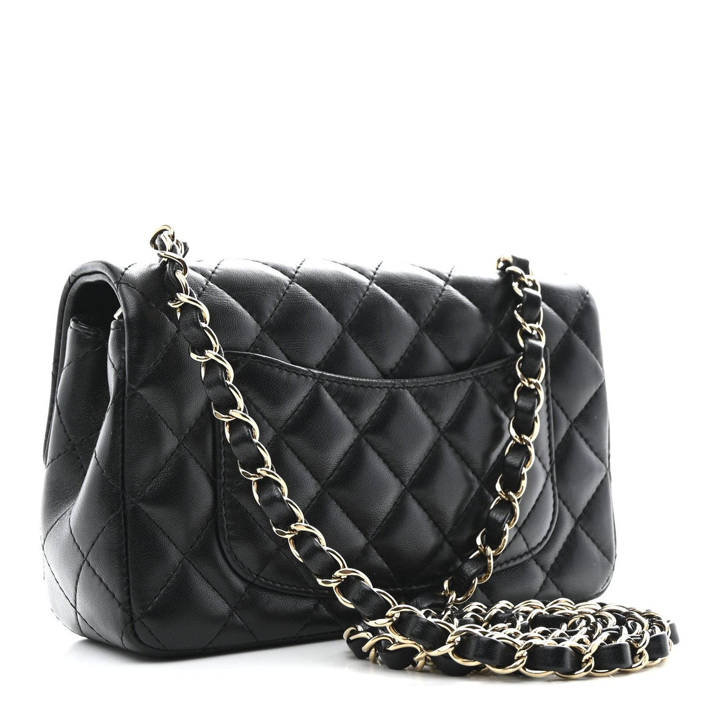 Lambskin Quilted Mini Rectangular Flap Black