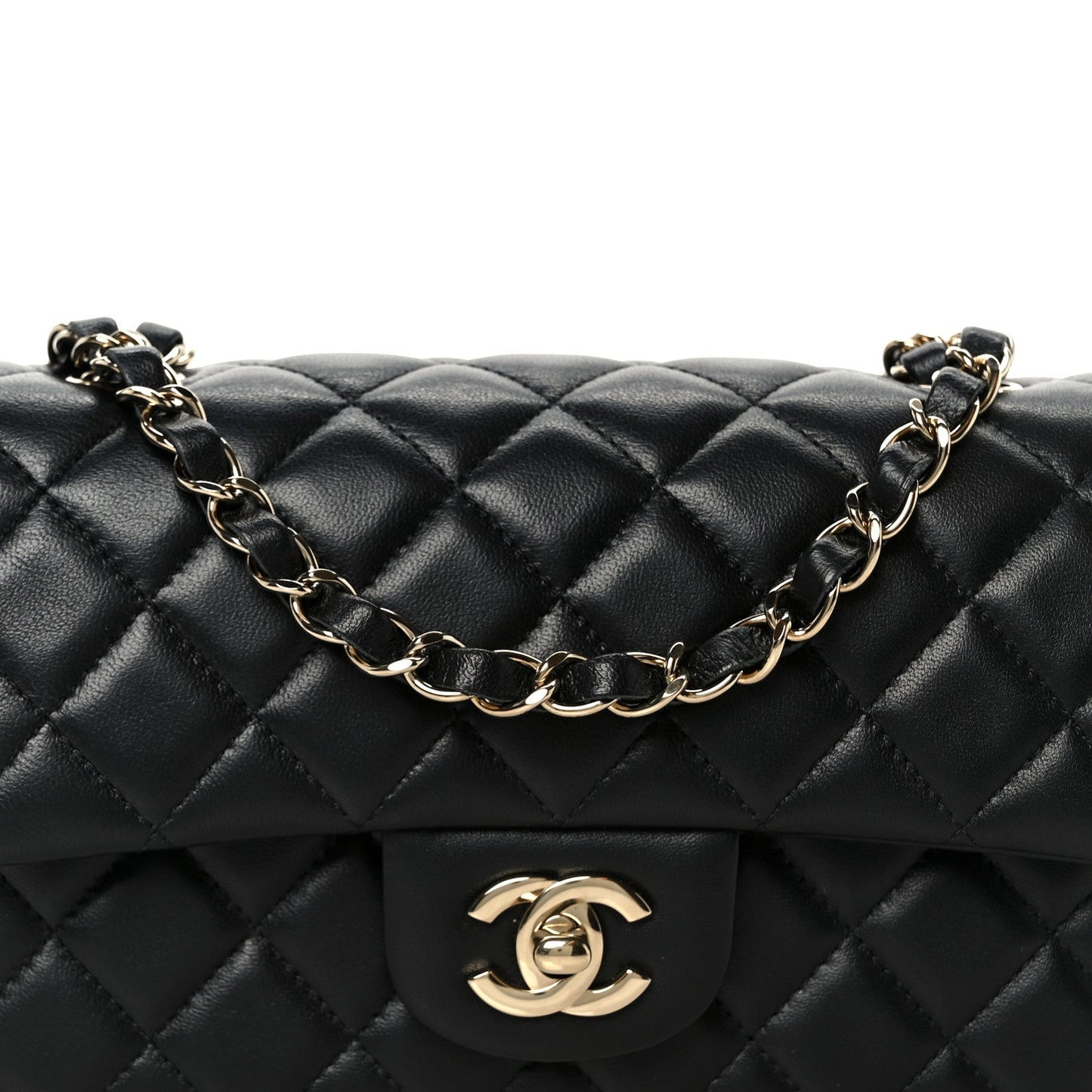 Lambskin Quilted Mini Rectangular Flap Black