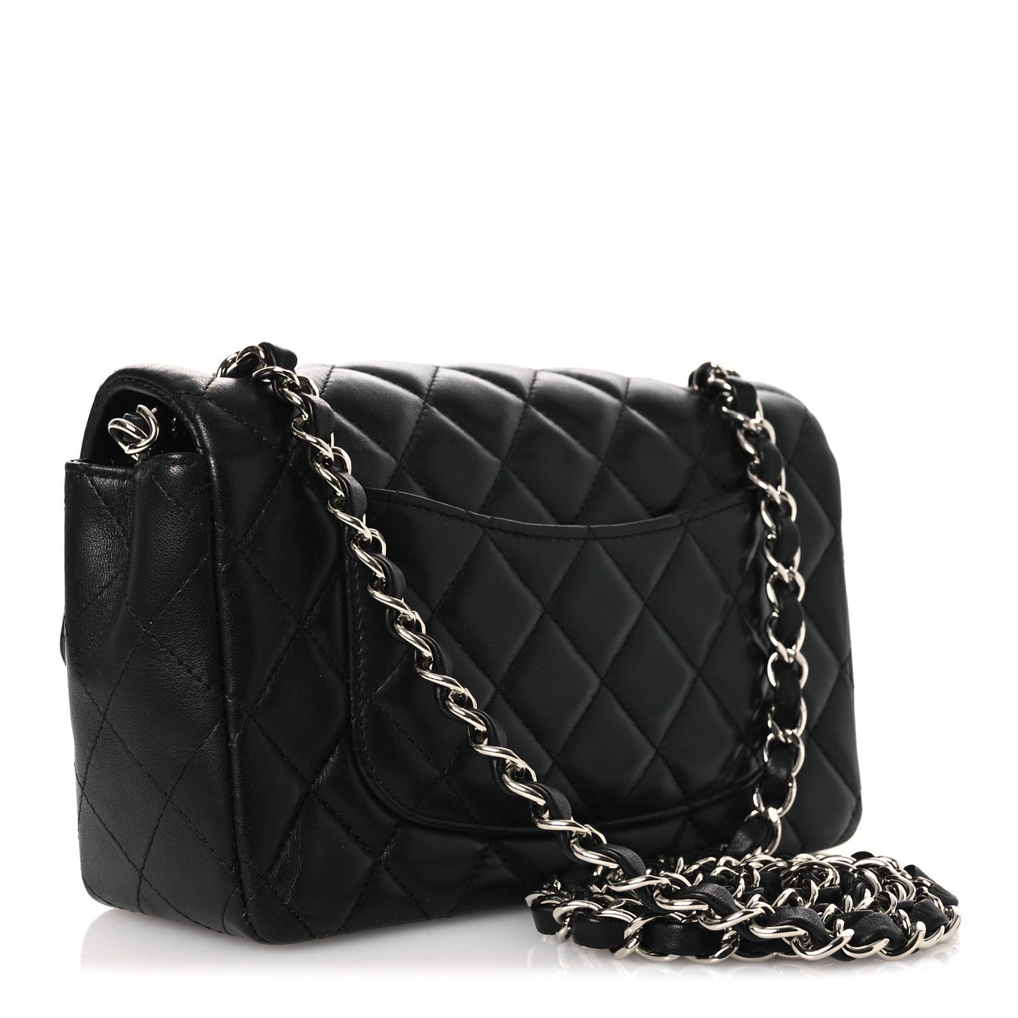 Lambskin Quilted Mini Rectangular Flap Black